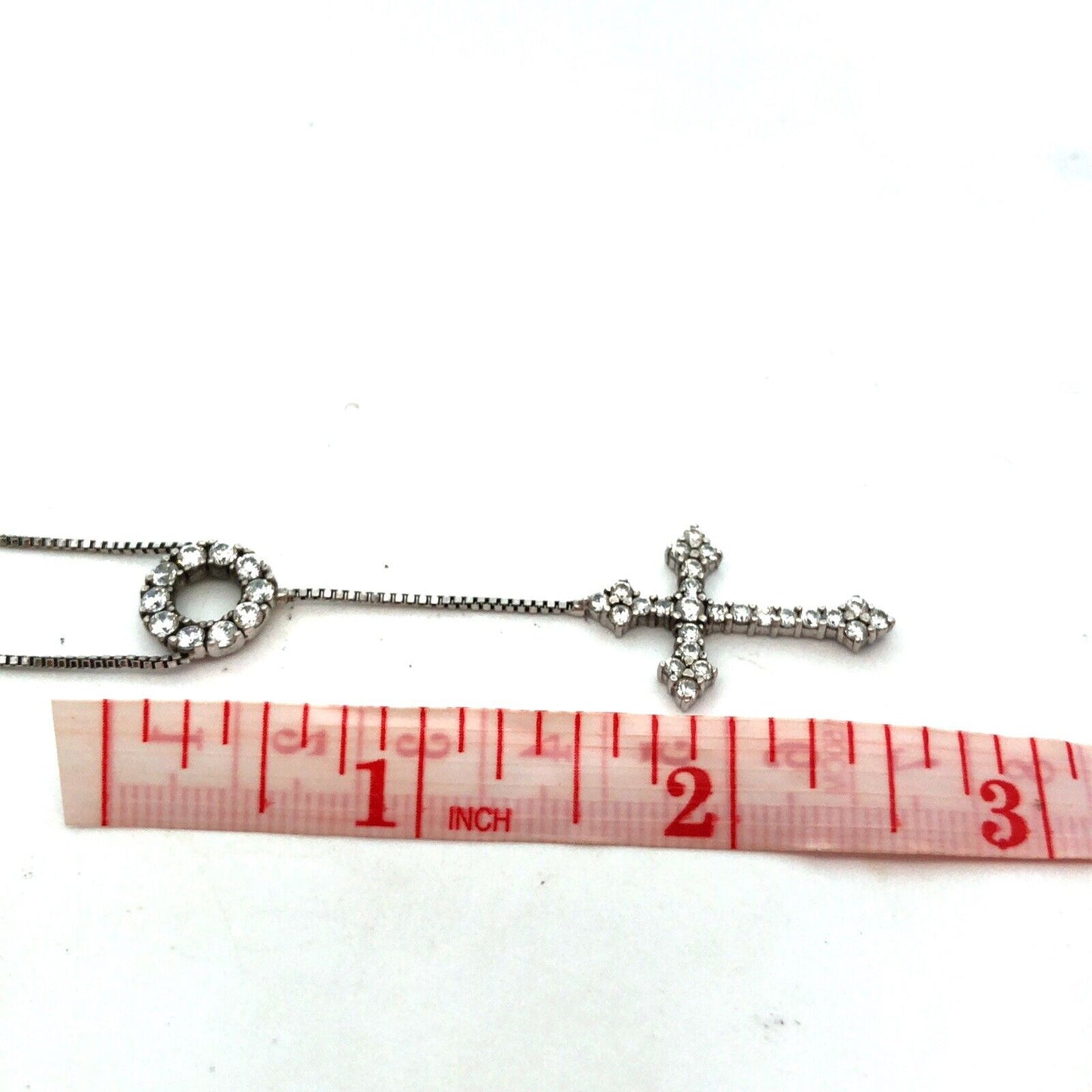 Designer 925 Sterling Silver Cubic Zirconia Drop Dangle Cross Pendant Necklace