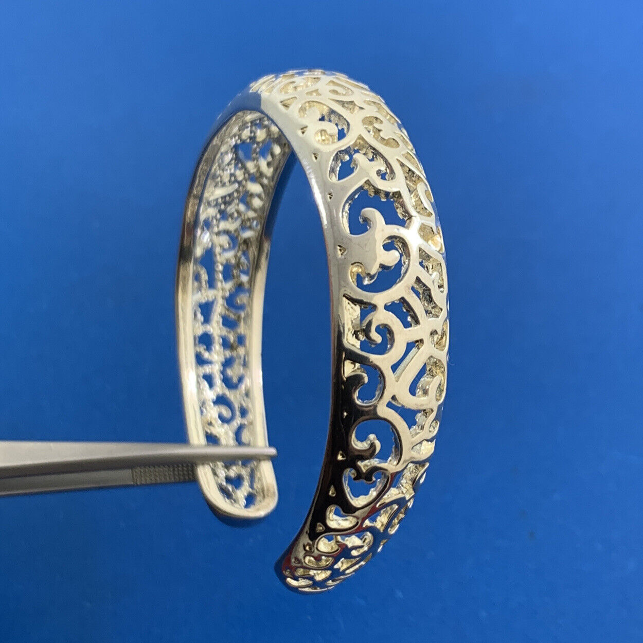 Designer 925 Sterling Silver Whimsical Scroll Open Cuff Bracelet