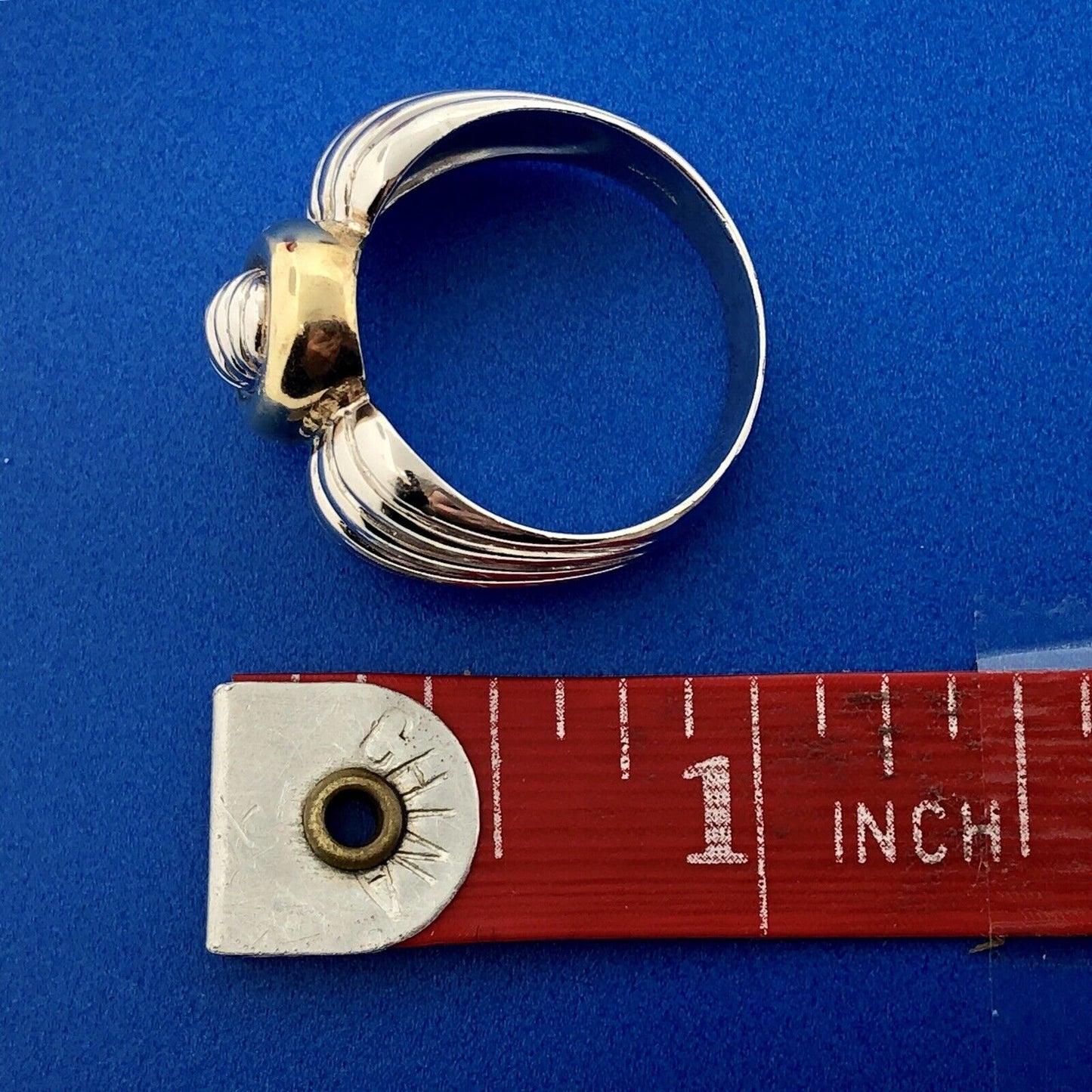 Vintage CNA Sterling Silver 925 Two Toned Modernist Ribbed Knot Cigar Band Ring