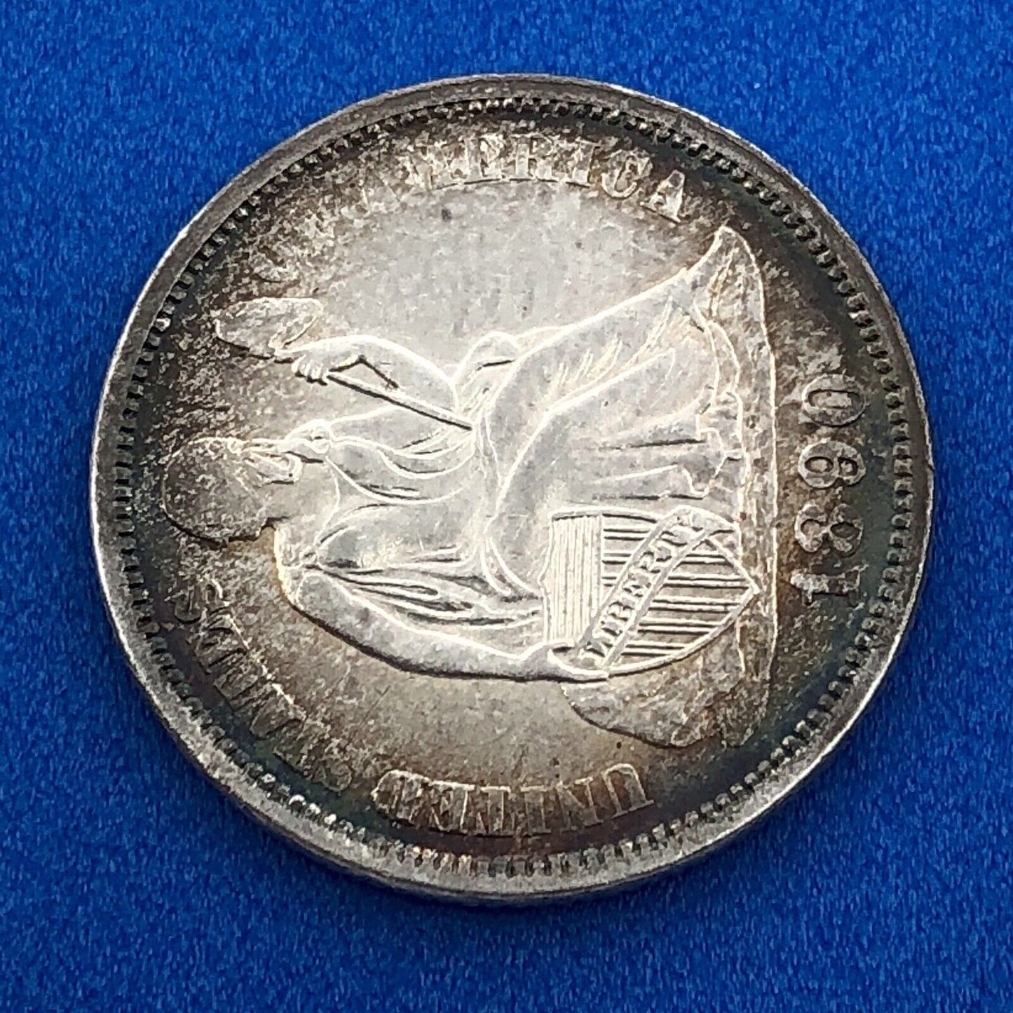 1890 P Silver Seated Liberty Dime Better Key New Orleans Coin Sunset Tone AU DET