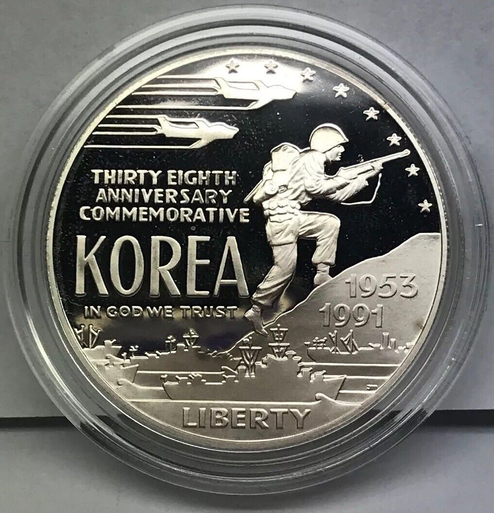 1991 P United States Korean War Memorial Proof Silver Dollar OMP/COA