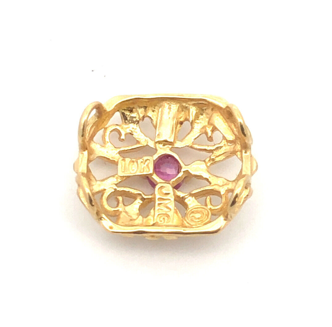 Designer 10K Yellow Gold Ruby July Birthday Anniversary Slide Bracelet Charm