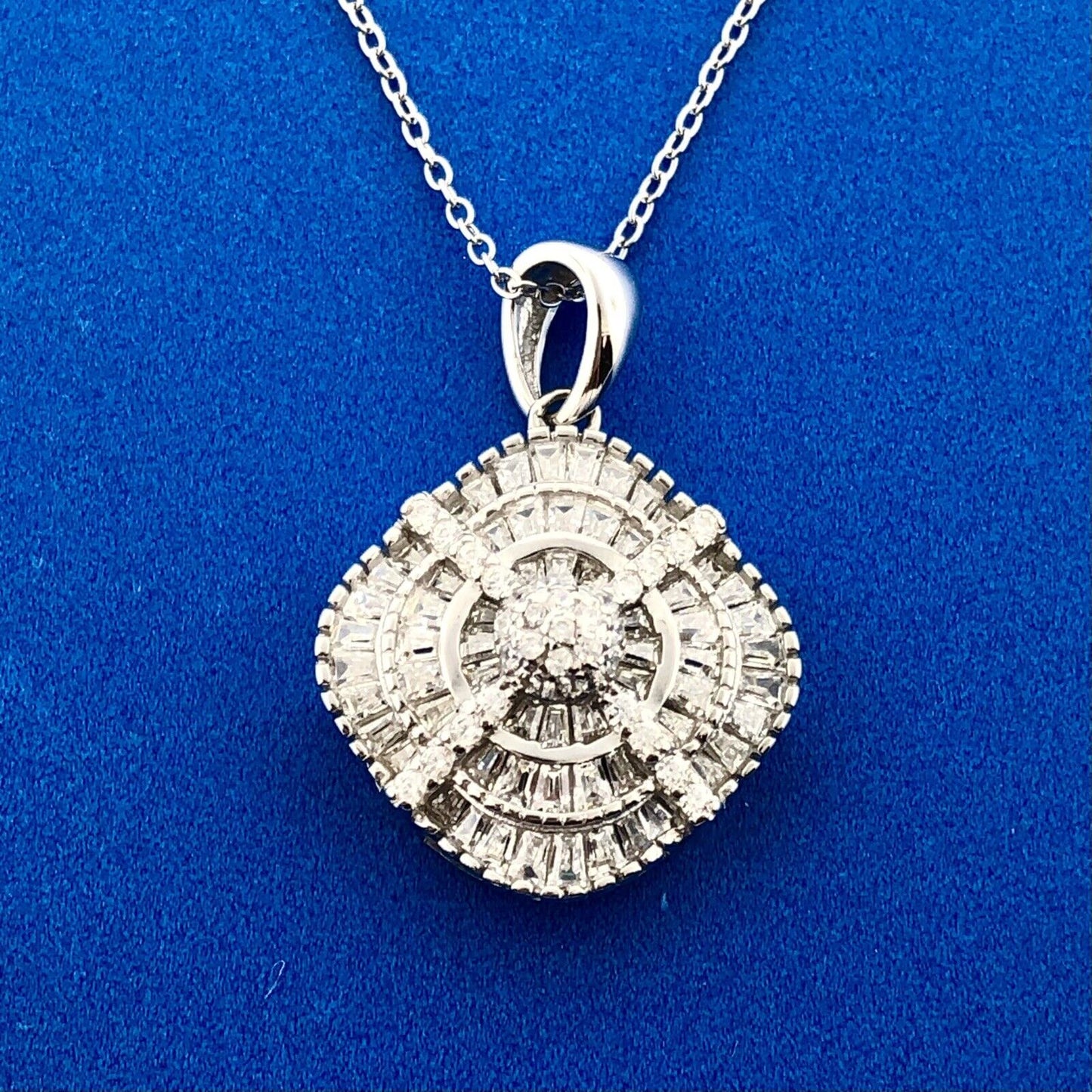 Designer YGI 925 Sterling Silver Diamond Pinwheel Statement Bridal Necklace