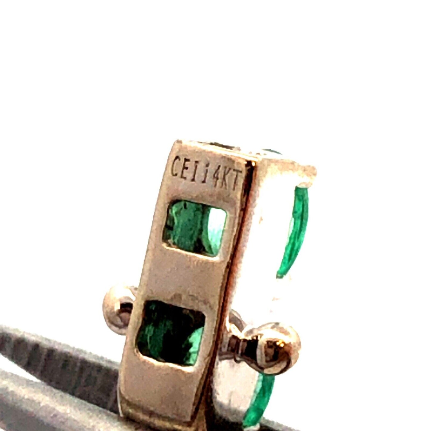 Designer CEI 14K White Gold Oval Green Emerald White Topaz Tennis Bracelet