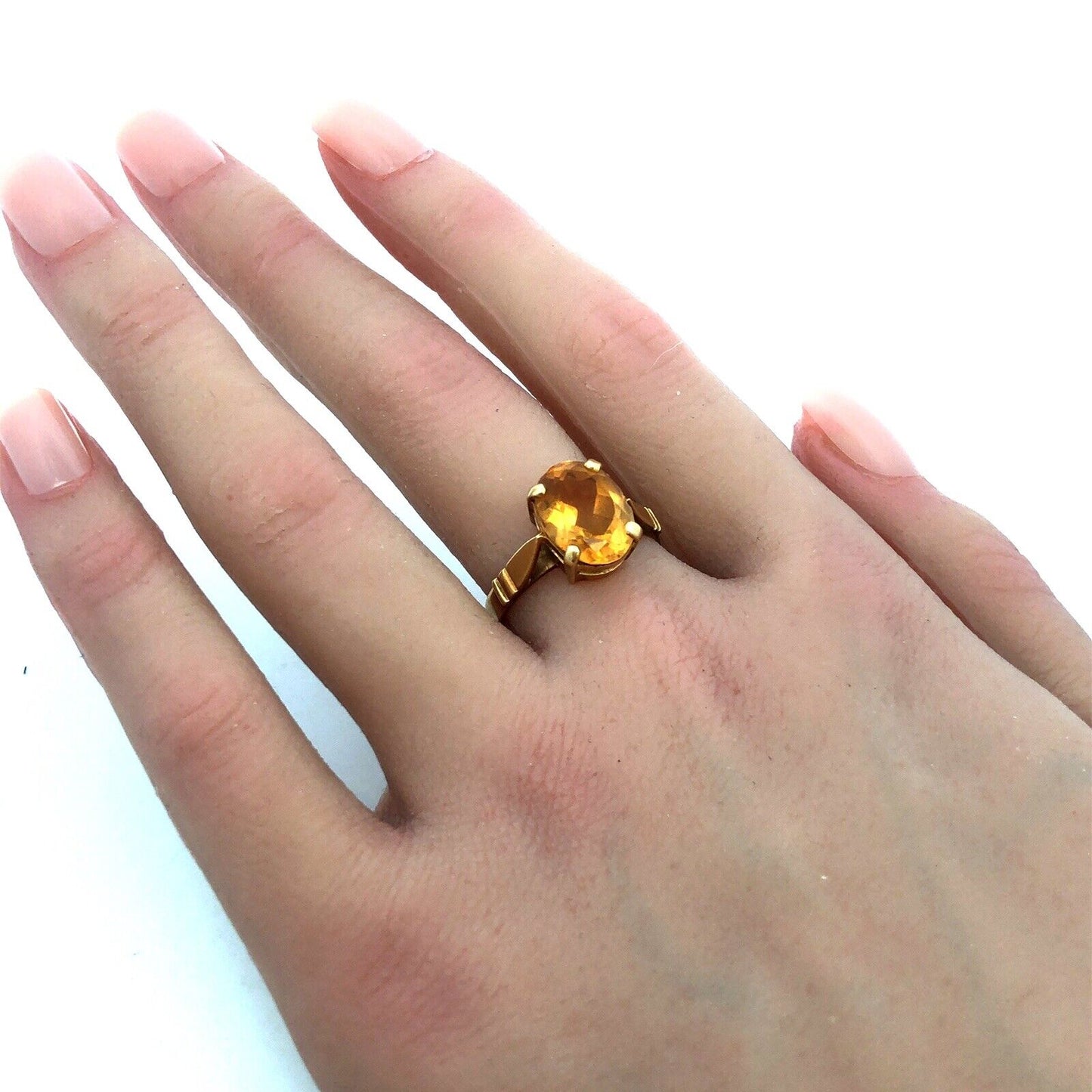 Estate 18K Yellow Gold Oval Citrine November Anniversary Statement Ring