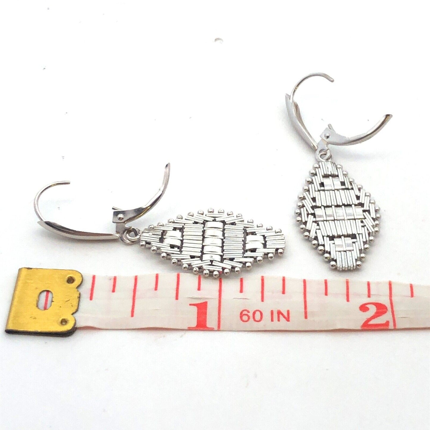 Designer IG Mexico 14K White Gold Diamond Cut Chain Drop Dangle Earrings