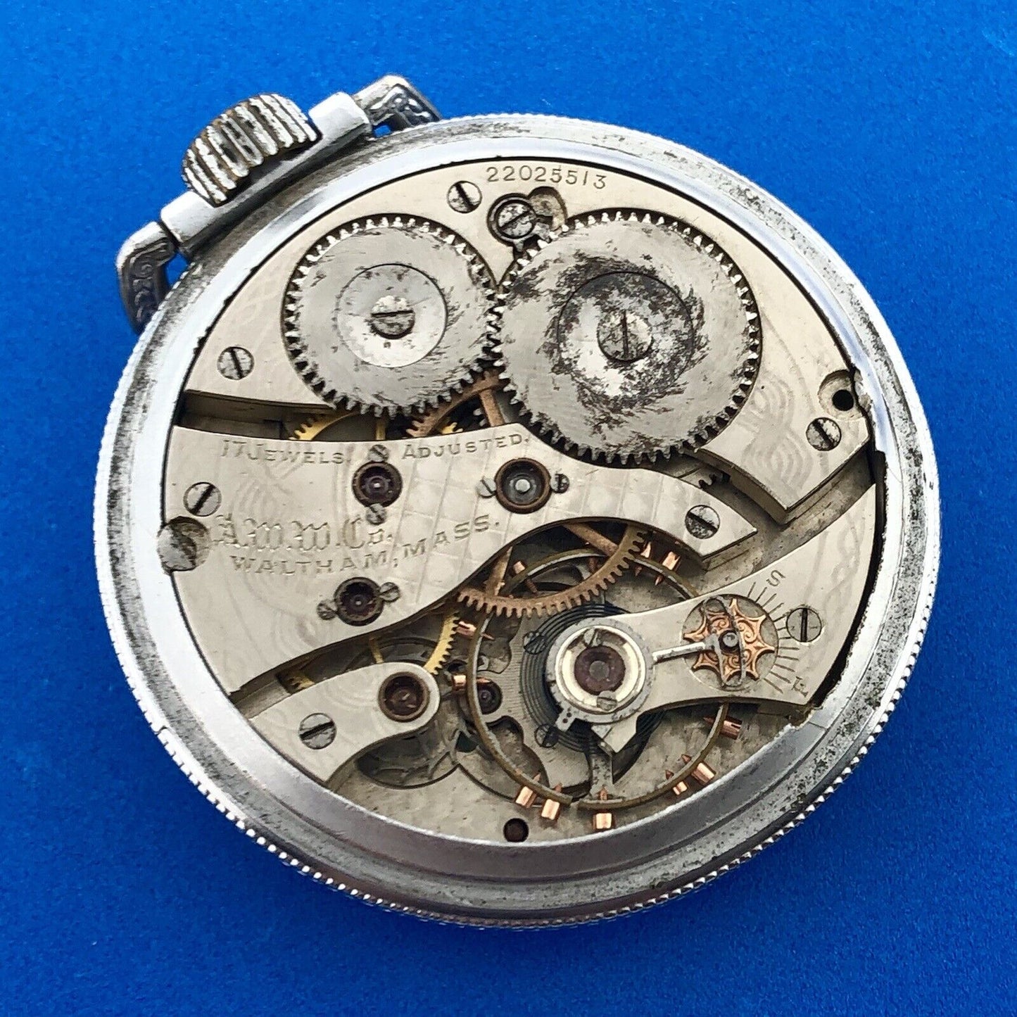 Waltham Silver Toned Open Face Grade 635 17j Model 1908 Pocket Watch Not Running