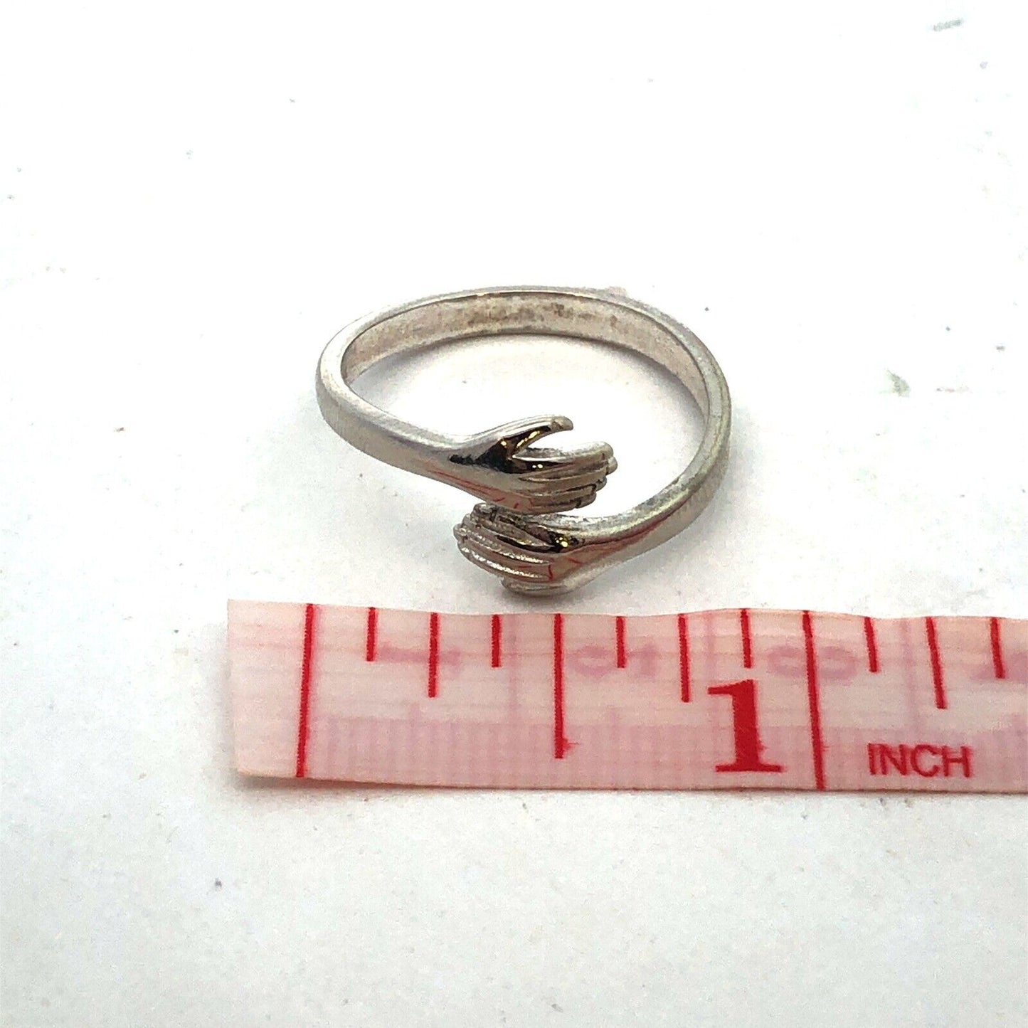 Estate 925 Sterling Silver Hamsa Arms Hands Hug Hugging Bypass Ring