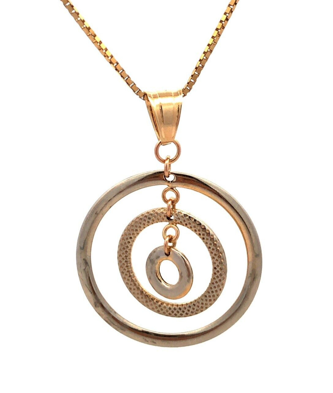 Estate ZRW Italy 14K Yellow White Gold Modernist Infinity Triple Circle Necklace