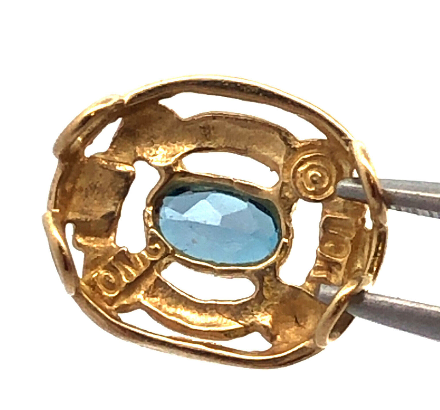 Designer OMG 10K Yellow Gold Oval Blue Topaz Slide Bracelet Charm