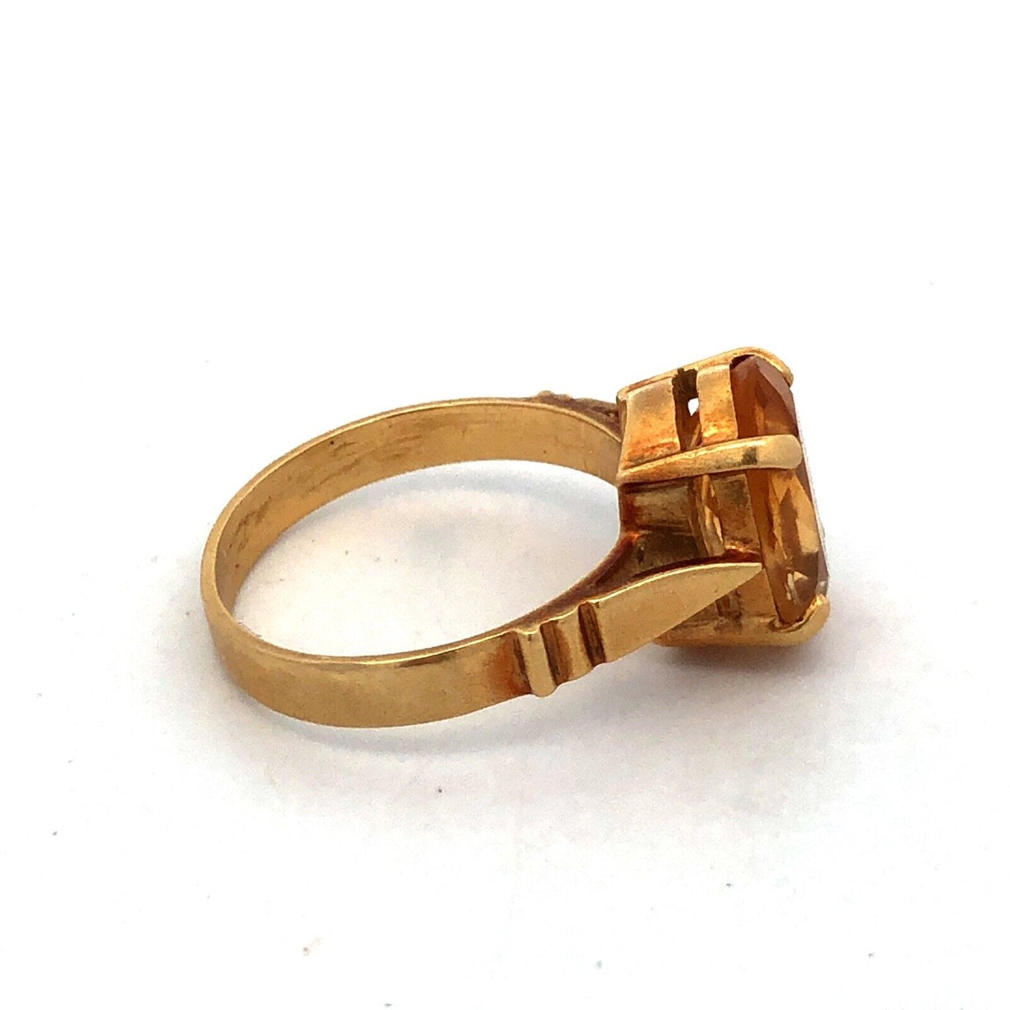 Estate 18K Yellow Gold Oval Citrine November Anniversary Statement Ring
