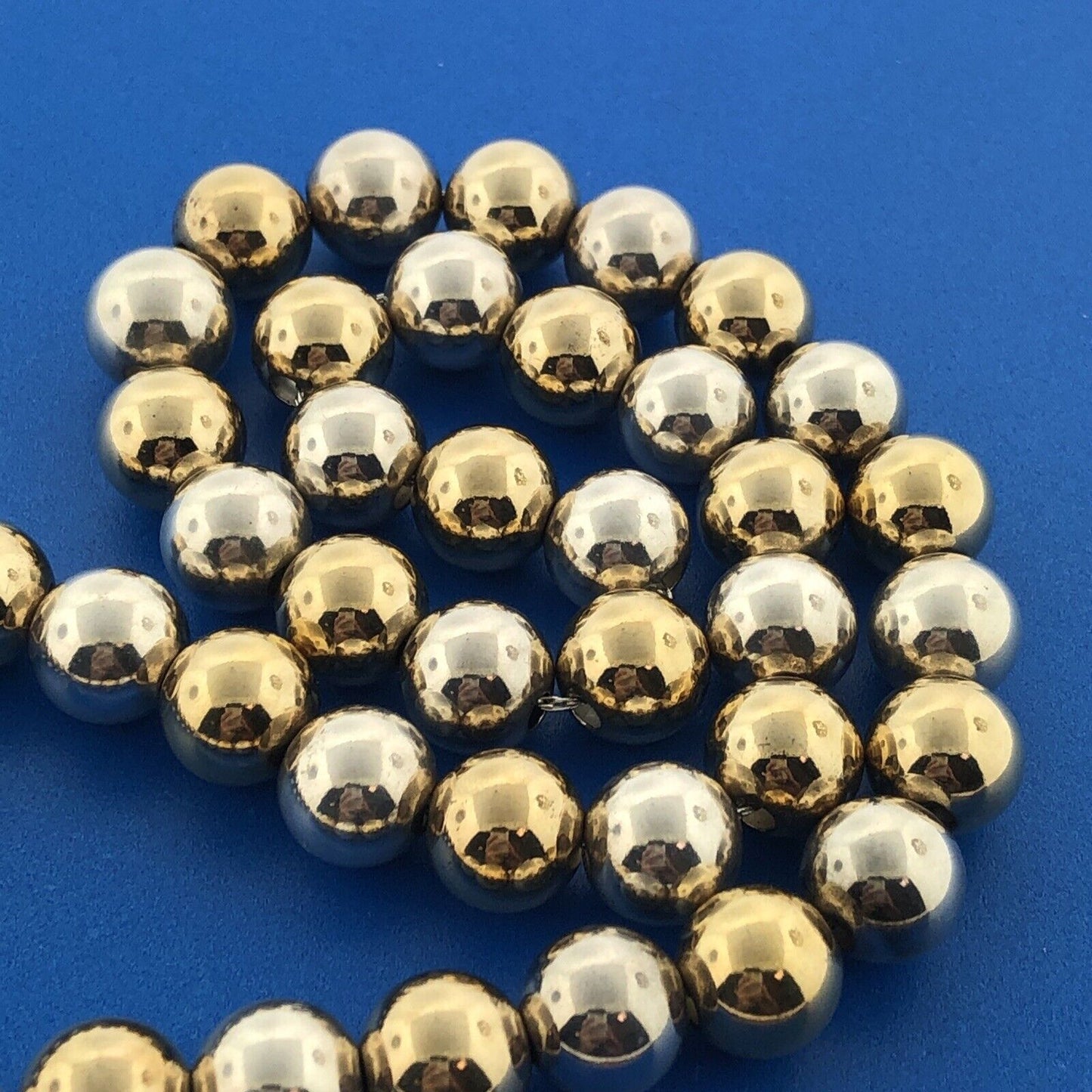 Stunning Sterling Silver 925 Vermeil Bead Sphere Ball 18" Strand Necklace