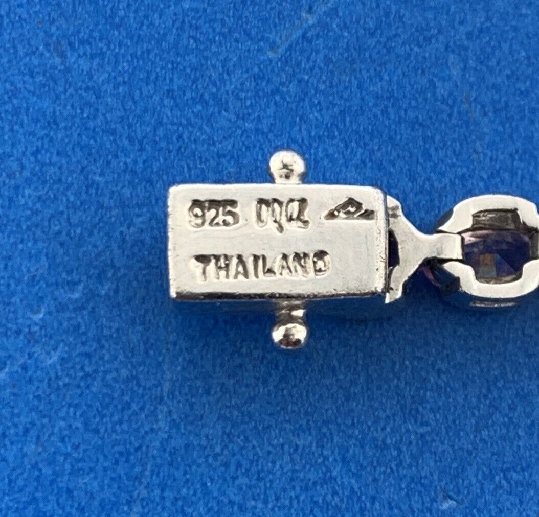 Stunning Designer Sterling Silver Oval Pink Ice Cubic Zirconia Tennis Bracelet