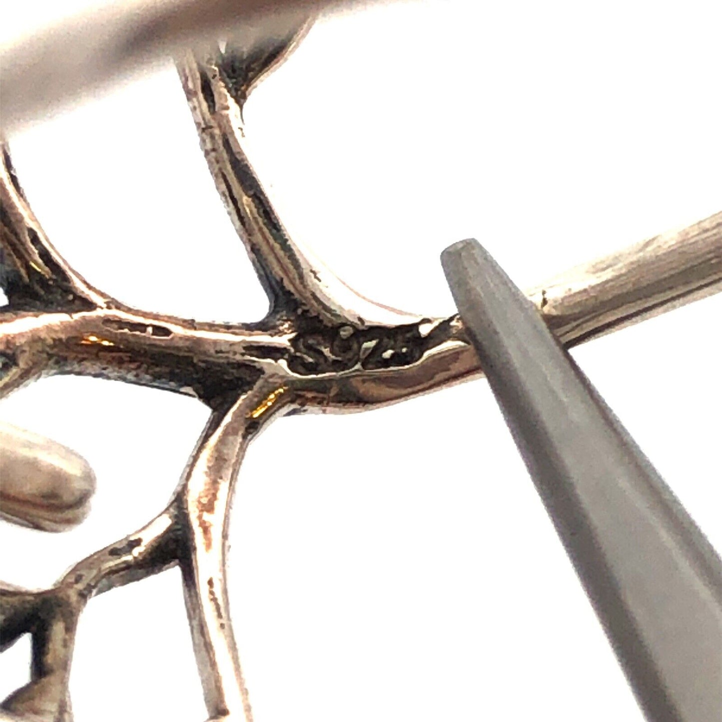 925 Sterling Silver Vintage Green Enamel Tree Of Life Leaves Nature Ring