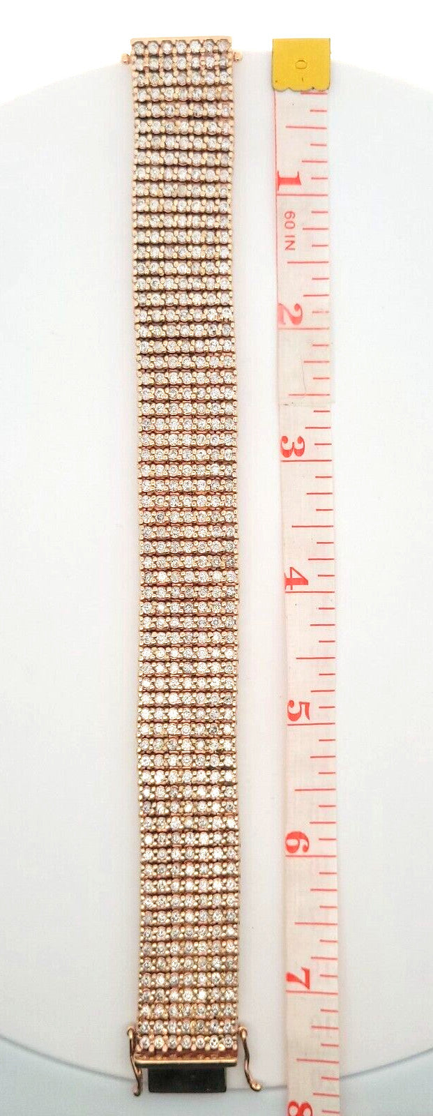 Women's 10K Rose Gold Seven Strand Round Diamond-Studded Wide Tennis Bracelet