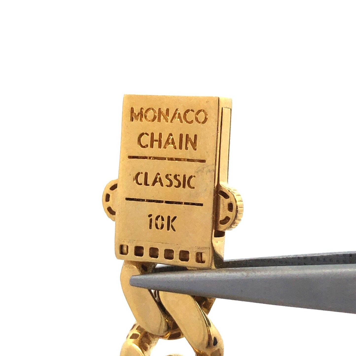 Designer Monaco 10K Yellow Gold Classic Diamond Cut Curb Link Chain Necklace