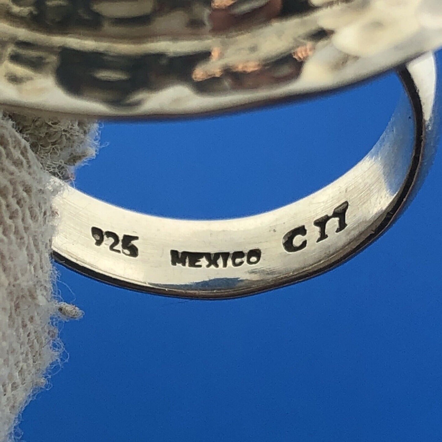 Designer CII Mexican Sterling Silver 925 Cabochon Abalone Shell Ring Size 7