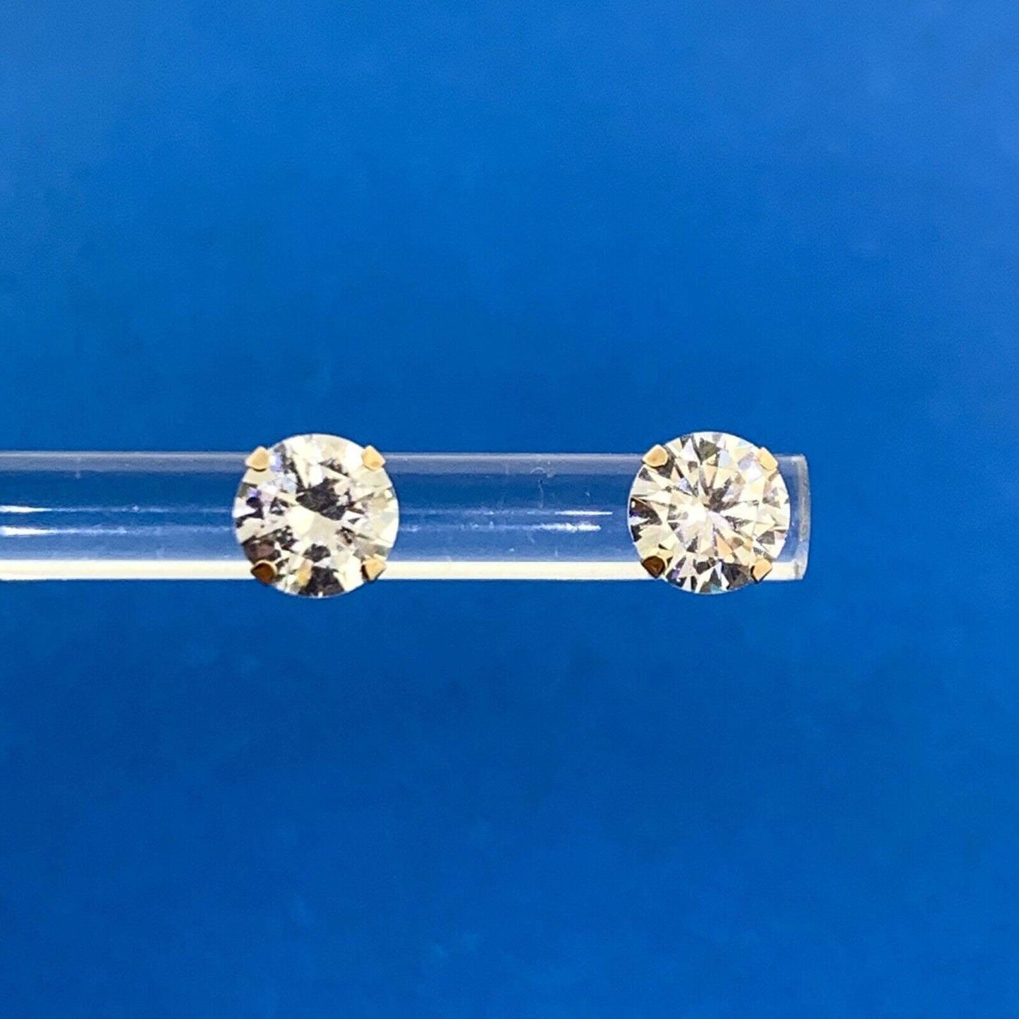 Designer 10K Yellow Gold Round Cubic Zirconia CZ Statement Stud Earrings