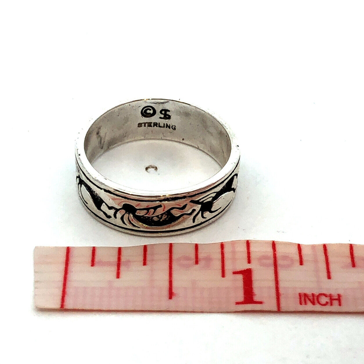 925 Sterling Silver Native American Shubes Manufacturing Kokopelli Band Ring