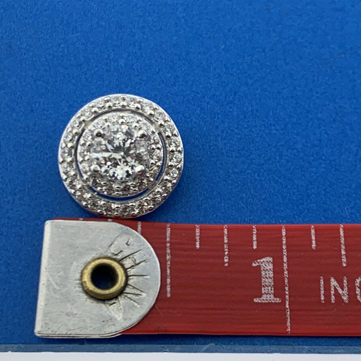 Estate 925 Sterling Silver Cubic Zirconia Double Halo Infinity Eternity Pendant