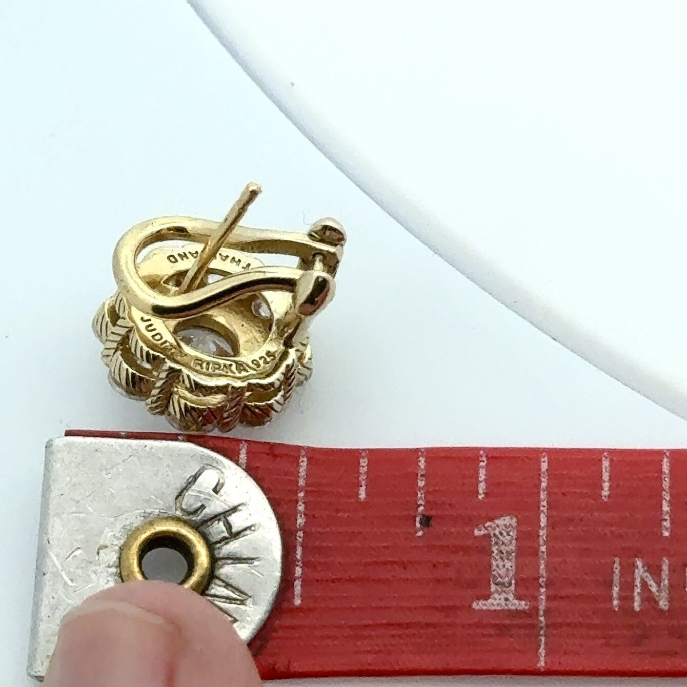 Judith Ripka 925 Sterling Silver Vermeil Cubic Zirconia Floral Cluster Earrings