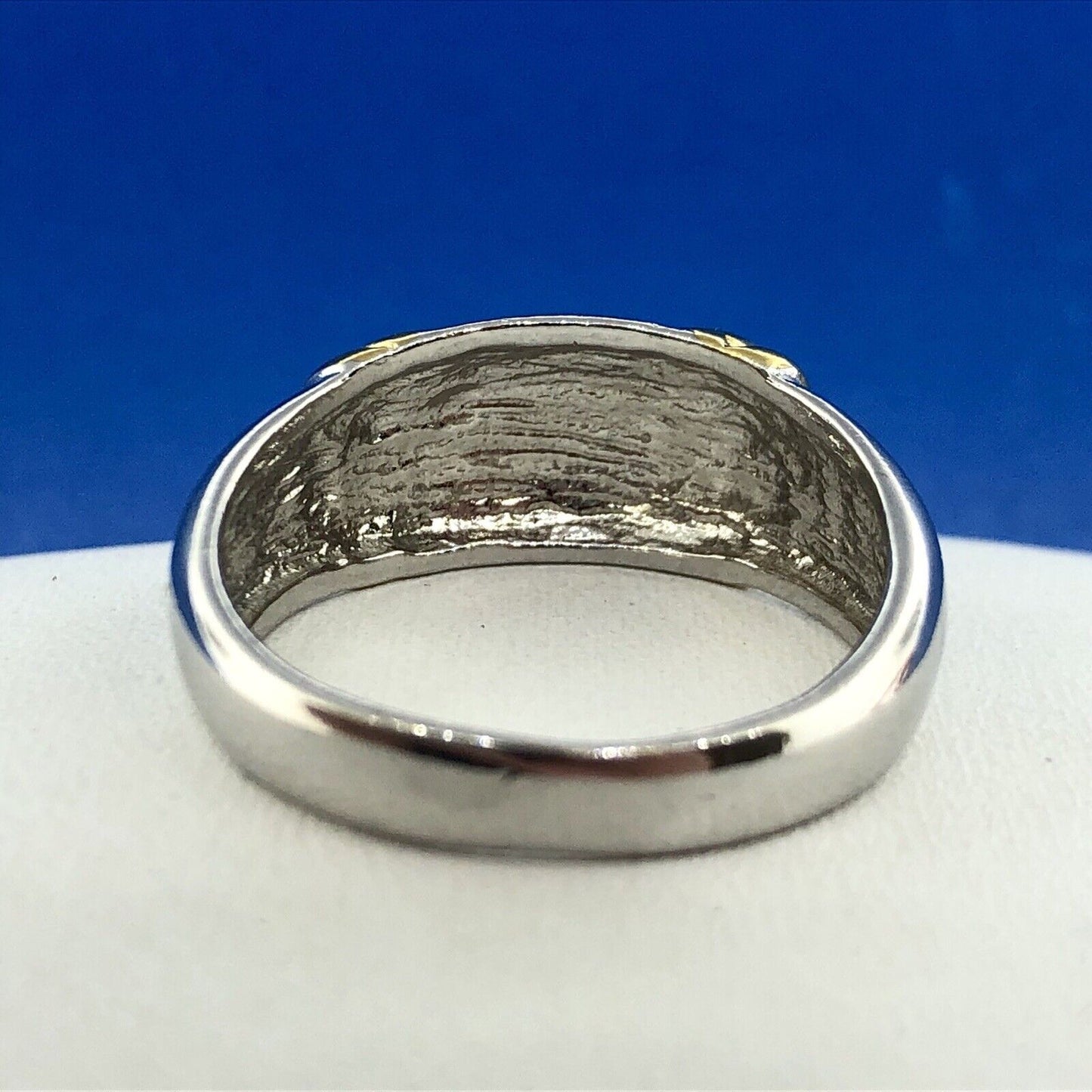 Designer SETA Two Toned Sterling Silver 925 Polished Ribbed Band Ring