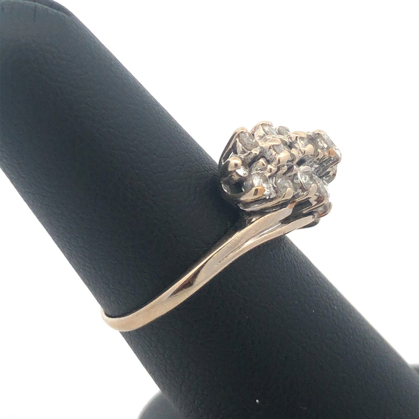 Vintage Designer 14K White Gold Diamond Cluster Bypass Waterfall Cocktail Ring