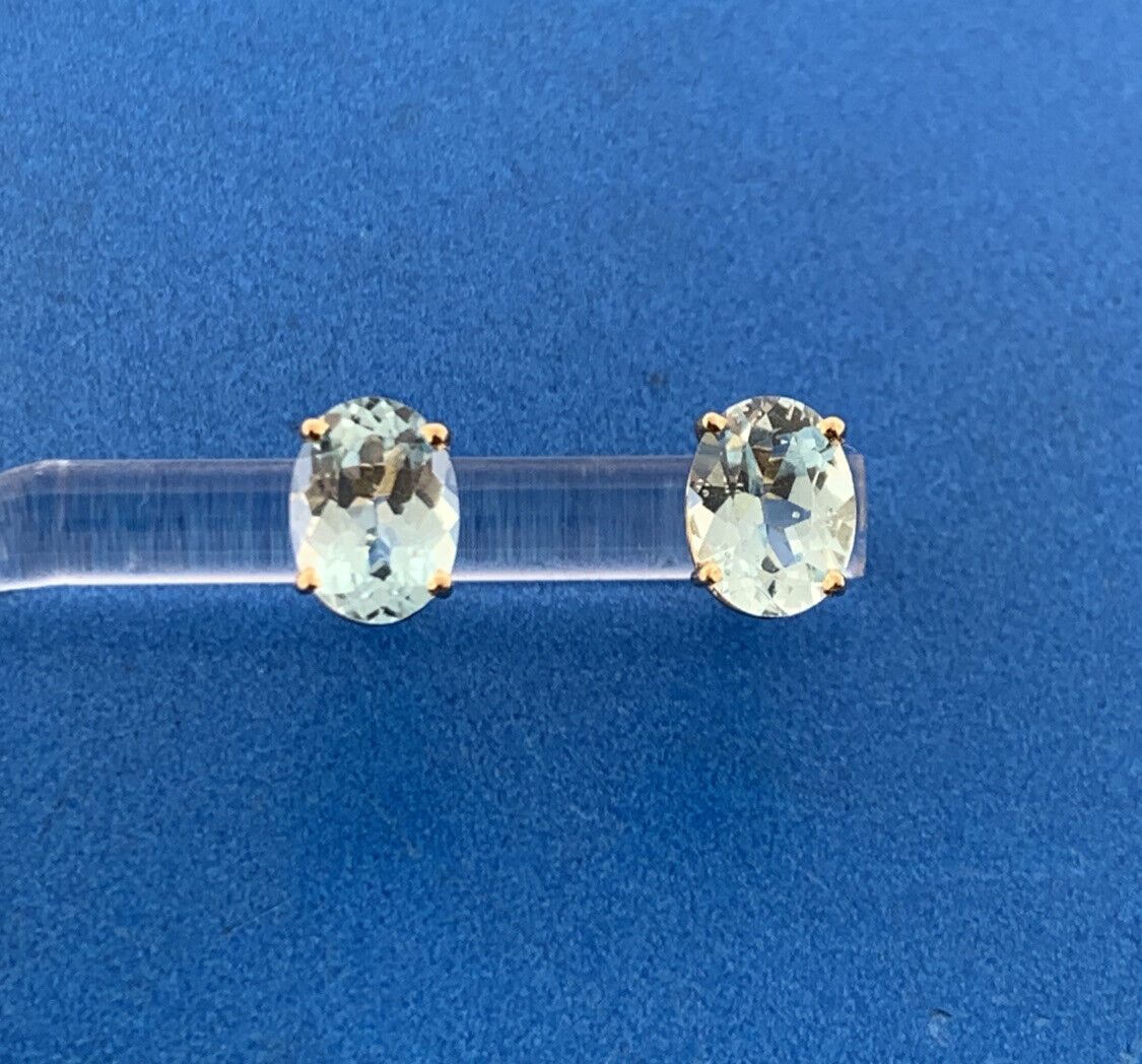 Designer 14K Yellow Gold Swiss Blue Topaz December Anniversary Stud Earrings