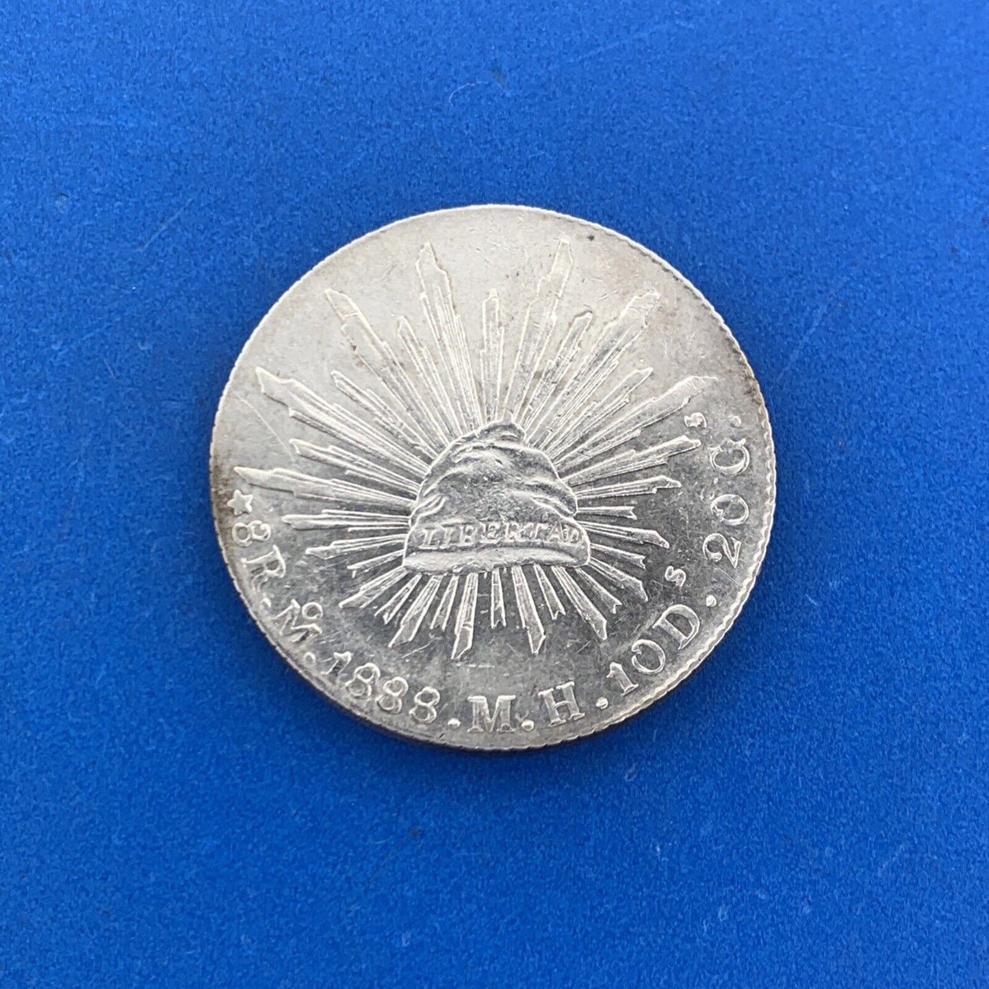 1888 Mo Mexico City 8 Reales M.H. 10 D 20 G Mexico .903 Silver Coin