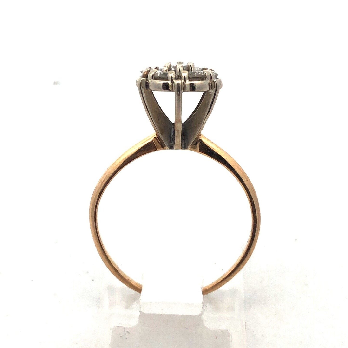 Estate Designer 14K Yellow White Gold Diamond Floral Cluster Cocktail Ring