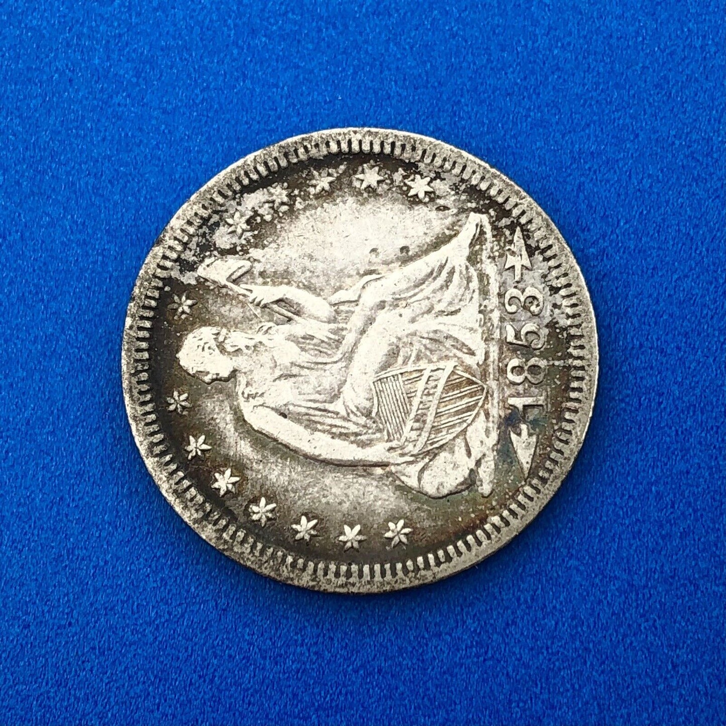 1853 P Silver Seated Quarter Dollar Arrows Rays No Motto Philadelphia Mint Coin