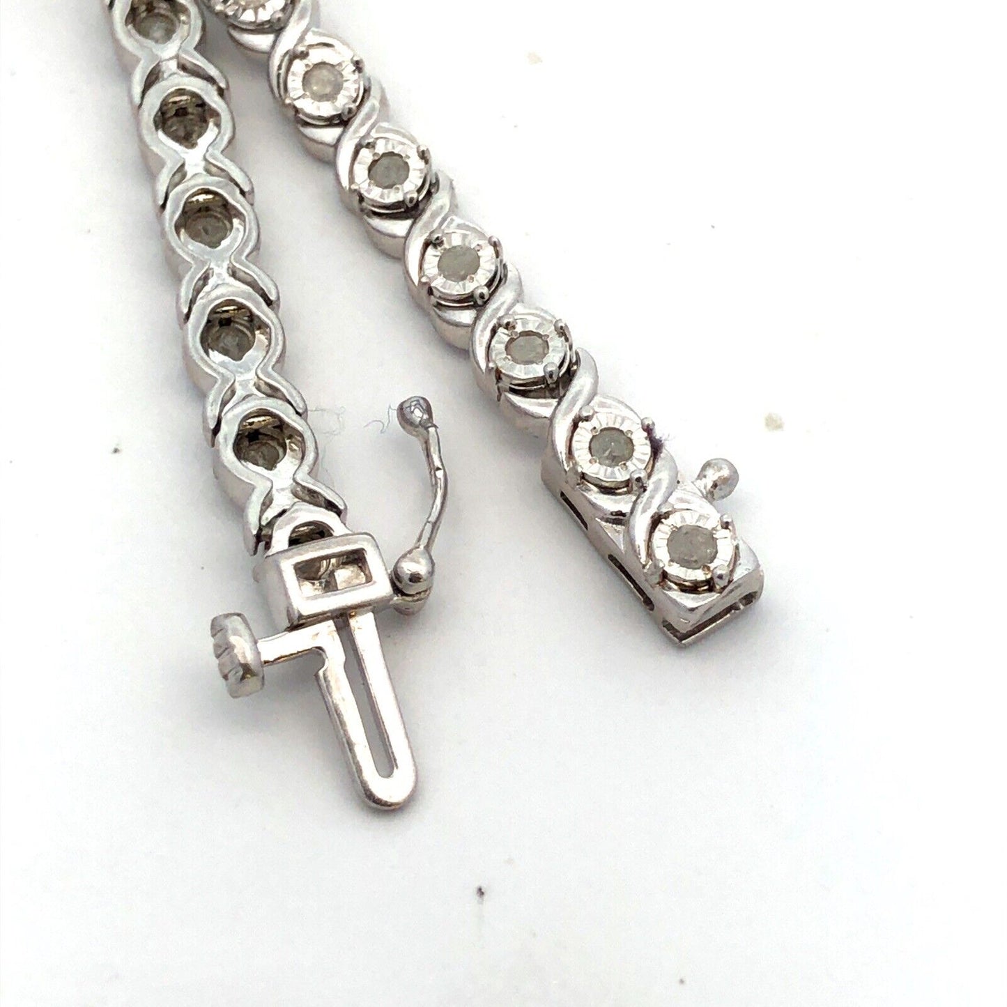 925 Sterling Silver Designer UD Round Diamond Infinity X & O Tennis Bracelet