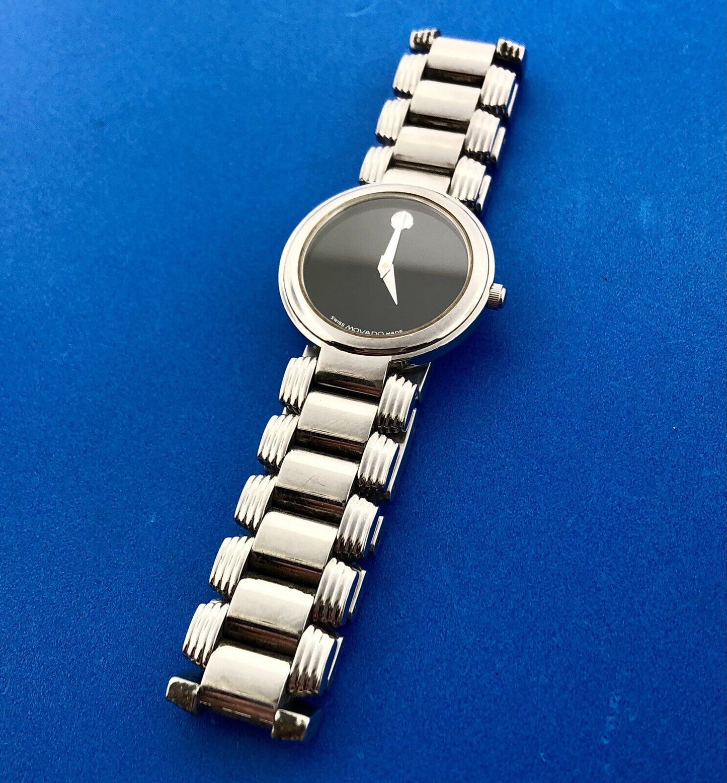 Movado Serenade 84 A1 1844 Strato Black Dial Ladies Stainless Steel Watch