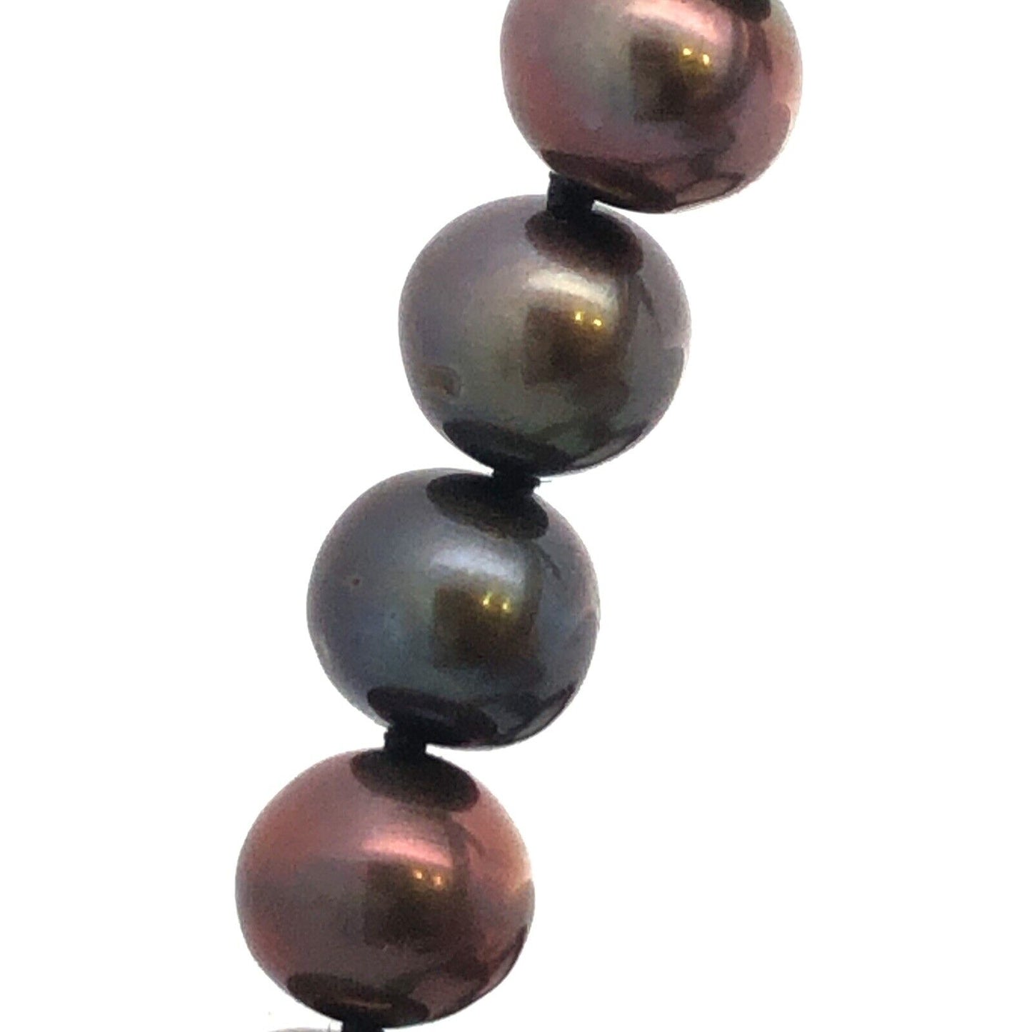 Designer FIC 14K Yellow Gold Round Tahitian Peacock Pearl Knotted Bead Necklace