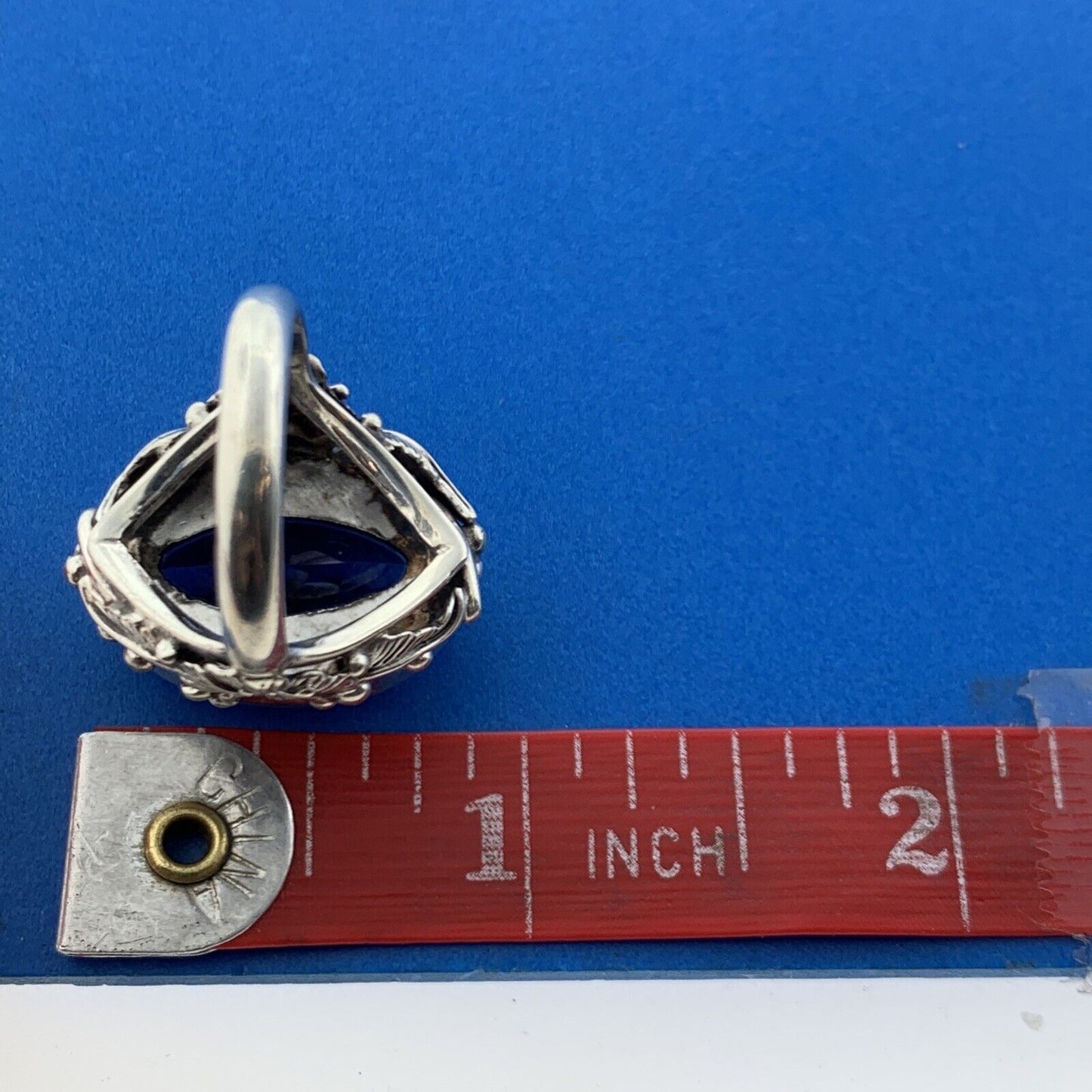 Stunning Sterling Silver 925 Large Oval Cut Purple Amethyst Floral Ring Size 6