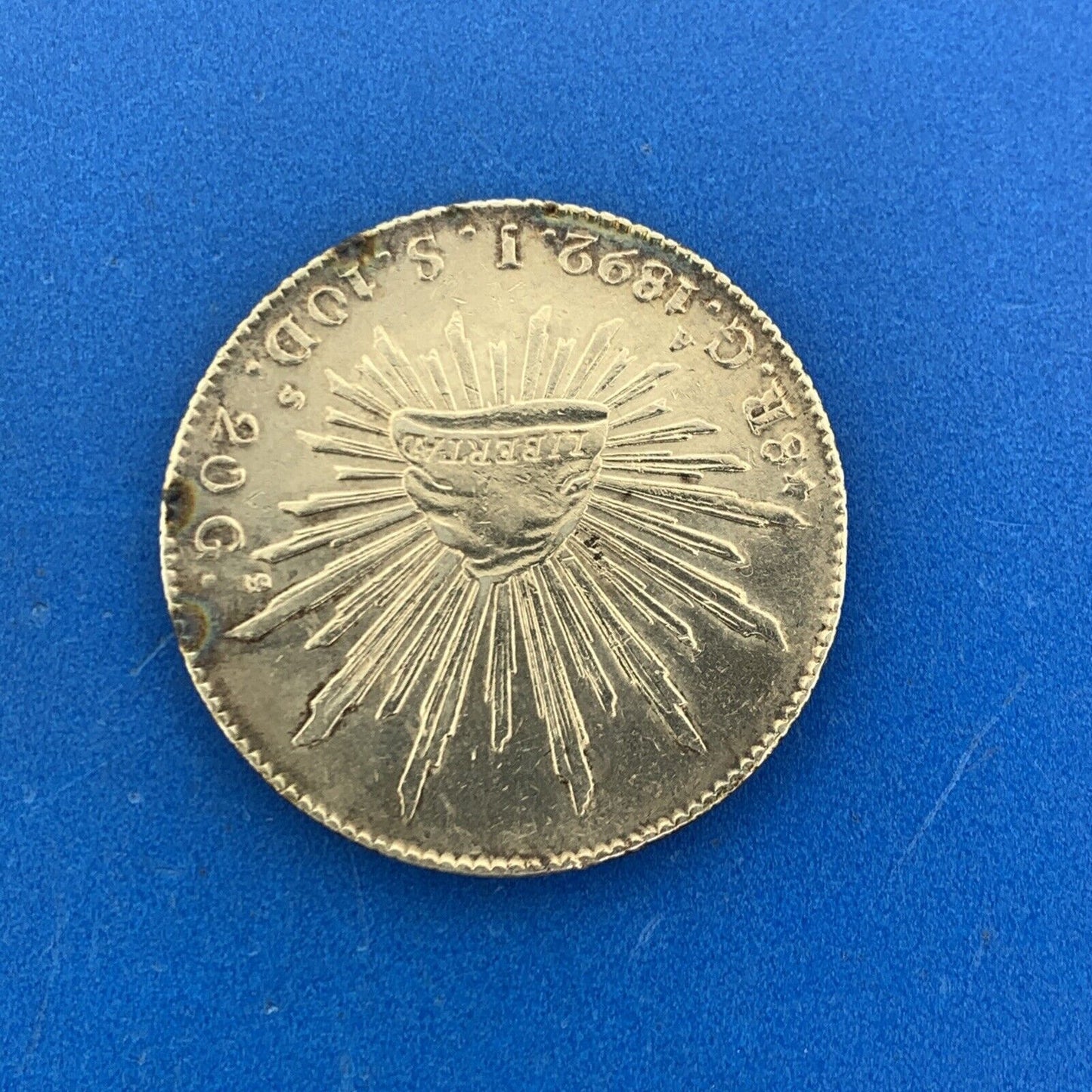 1892 Ga Guadalajara 8 Reales J.S. .903 Silver Mexico Better Date Coin