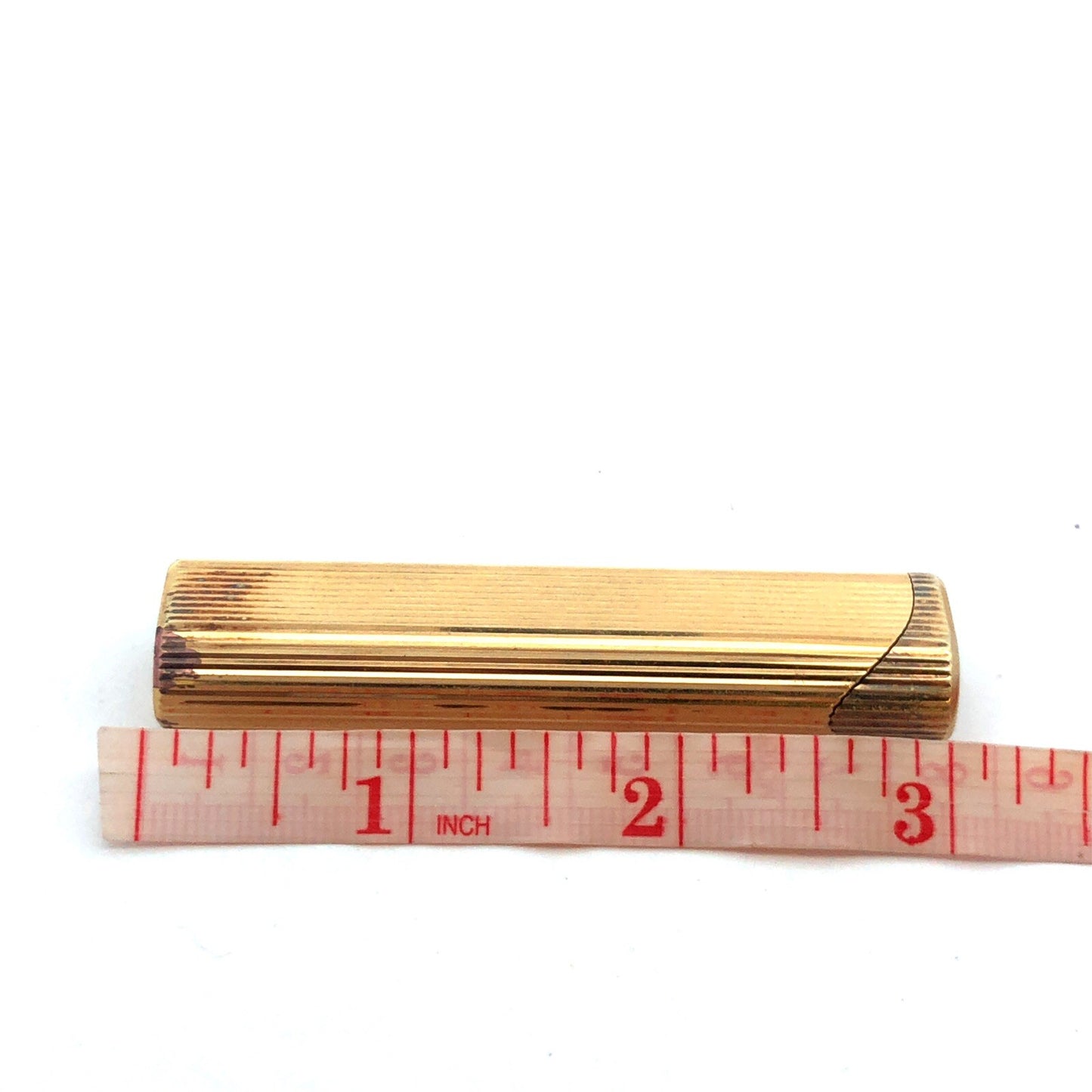 Tiffany & Co Gold Tone Mid Century Ribbed Briquet Slim Butane Lighter