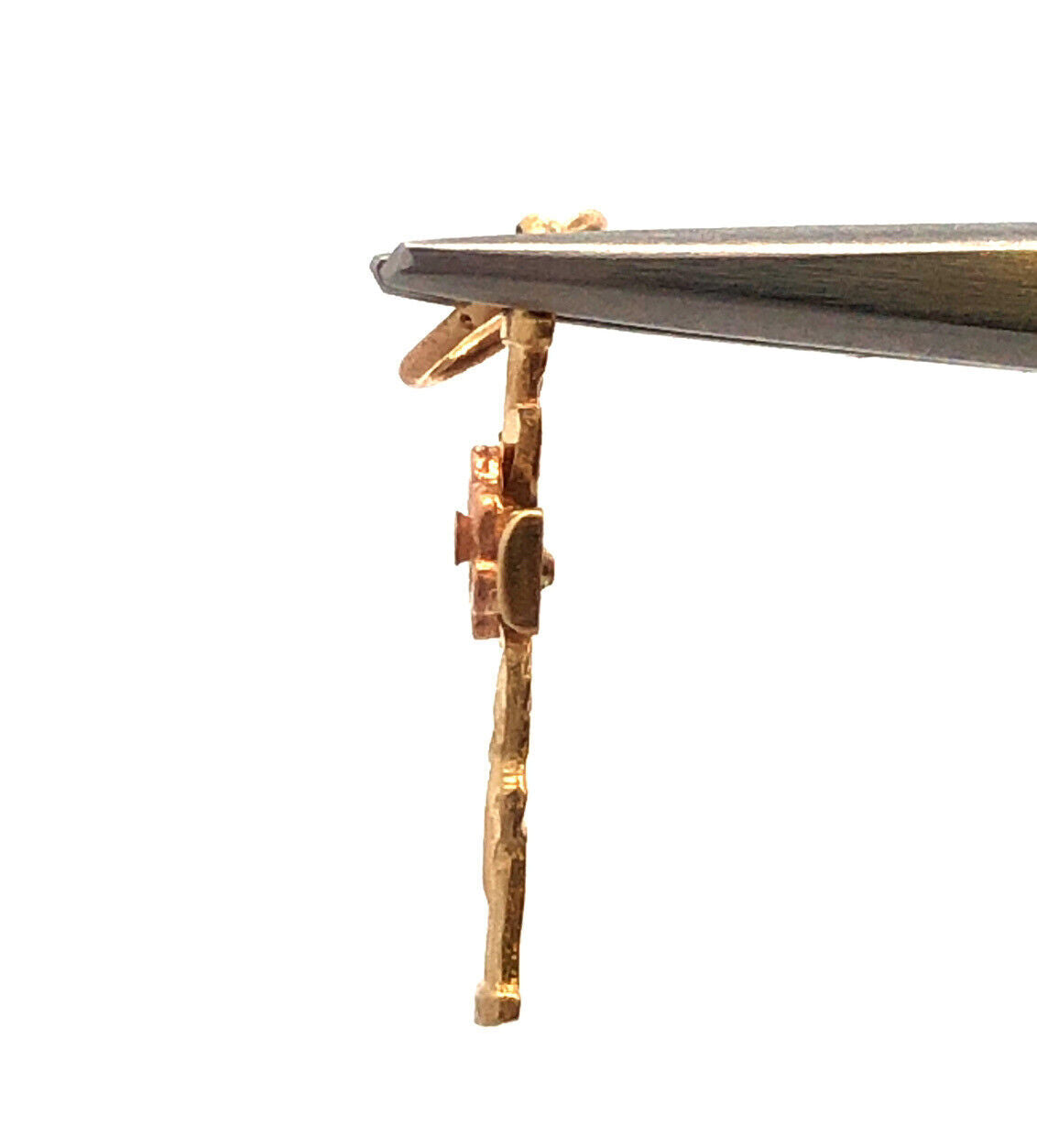 Designer 14K Yellow Gold Rose Gold Flower Leaf Floral Religious Cross Pendant