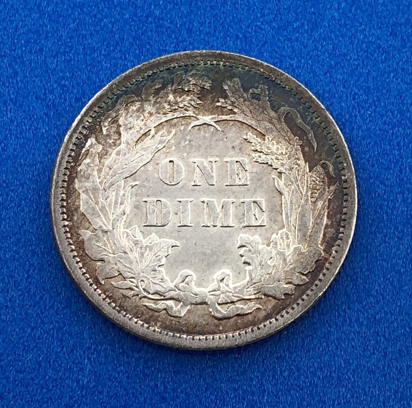 1890 P Silver Seated Liberty Dime Better Key New Orleans Coin Sunset Tone AU DET