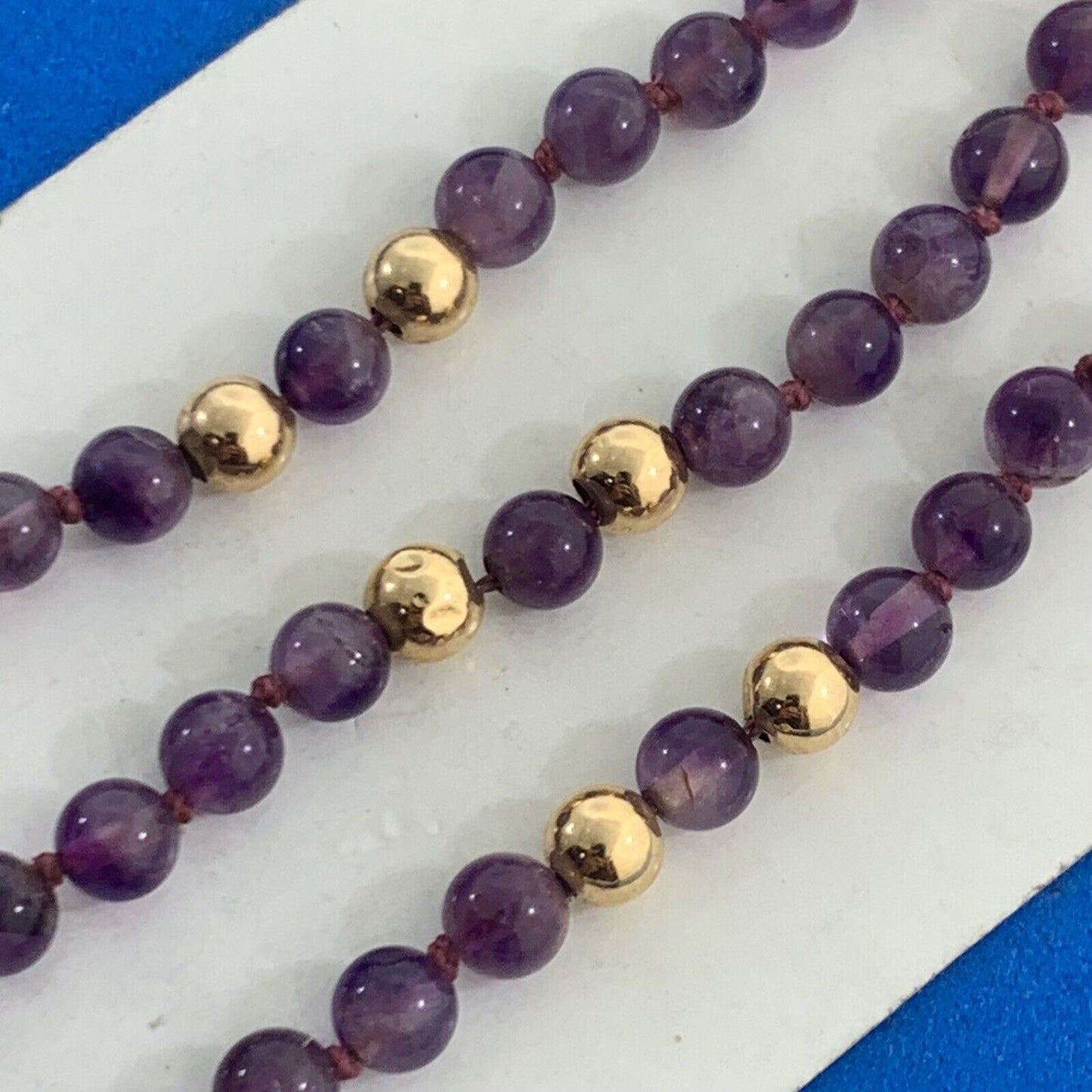 Designer 14K Yellow Gold Amethyst Bead Healing Spiritual Awareness Necklace