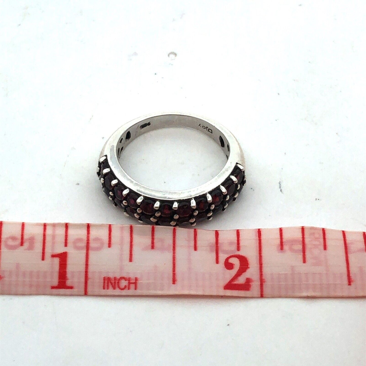 Designer DJoy 925 Sterling Silver Round Garnet Stackable Anniversary Band Ring