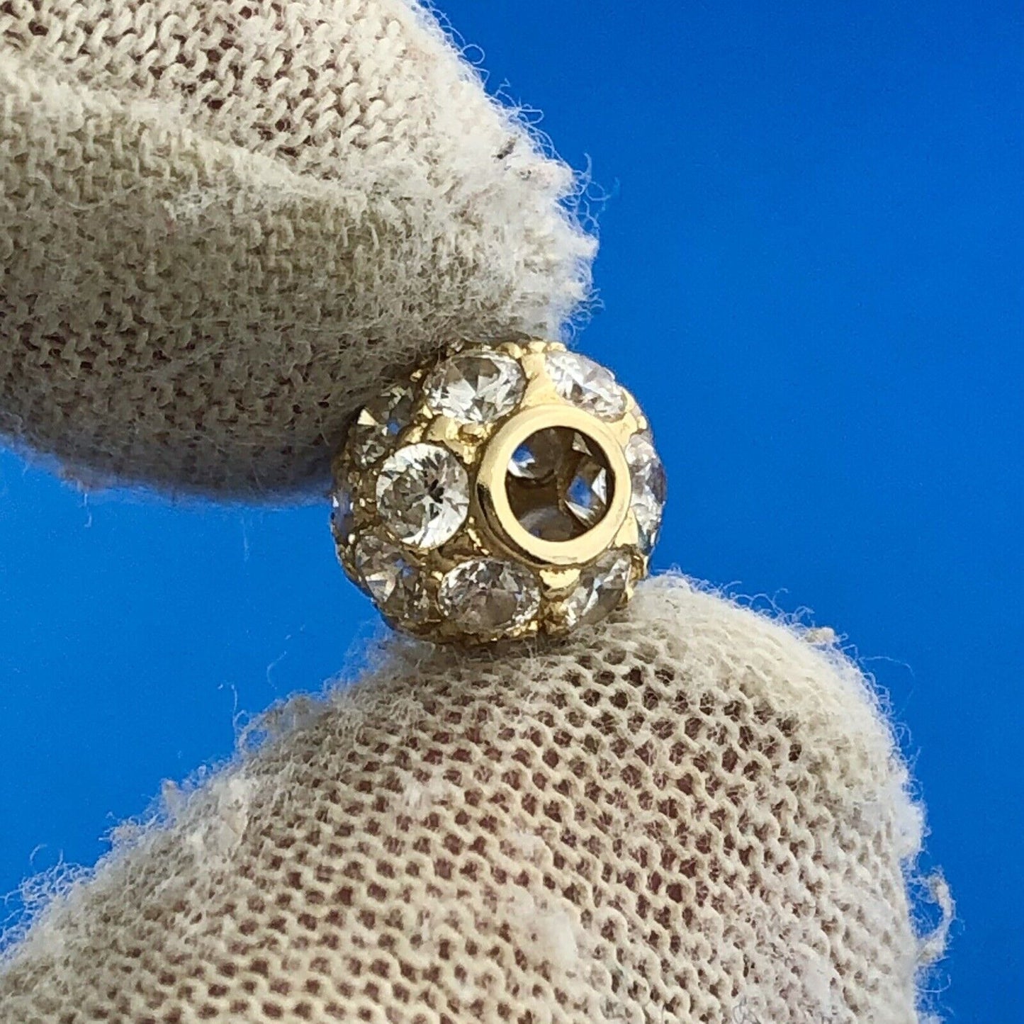 Gorgeous 14k Yellow Gold Sparkling Round Cut CZ Circular Sphere Bracelet Charm