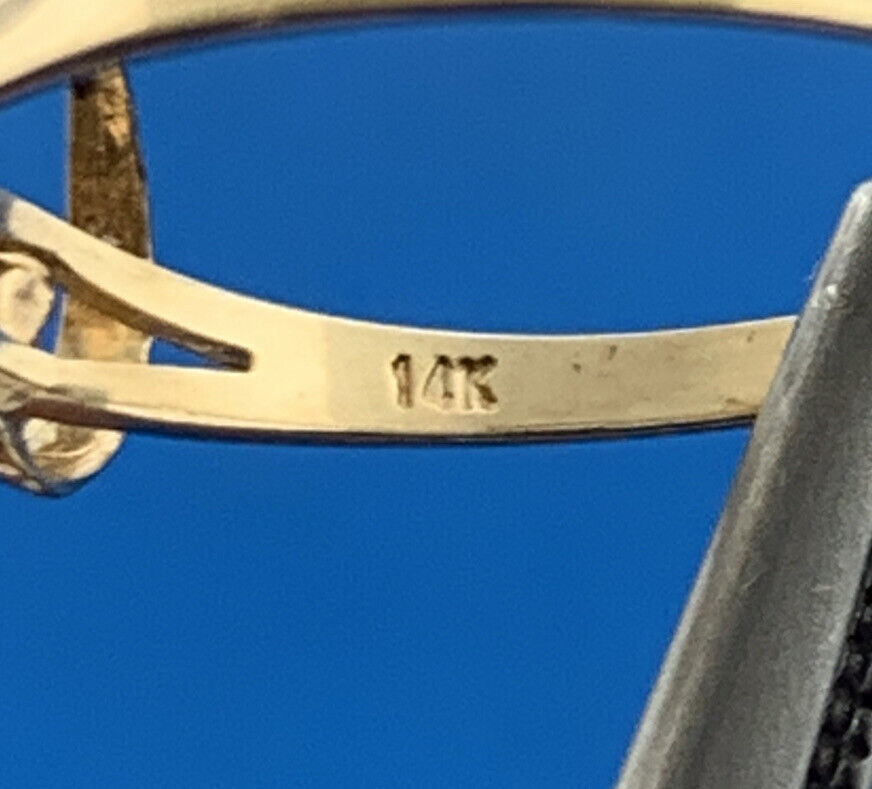 14K Yellow Gold Blue Sapphire Cubic Zirconia CZ Promise Sweetheart Ring