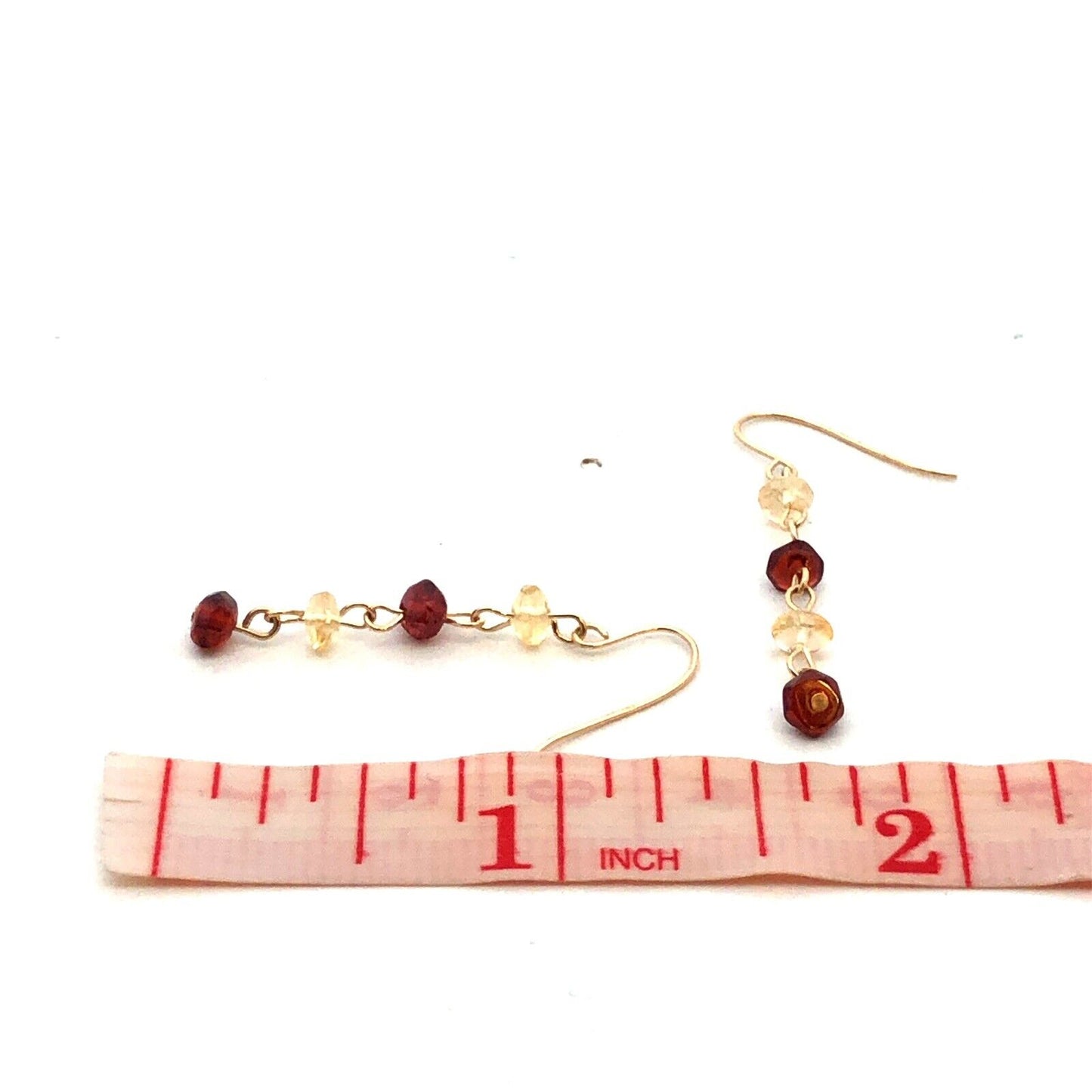 Designer ZZ 14K Yellow Gold White Purple Amethyst Beaded Chain Dangle Earrings