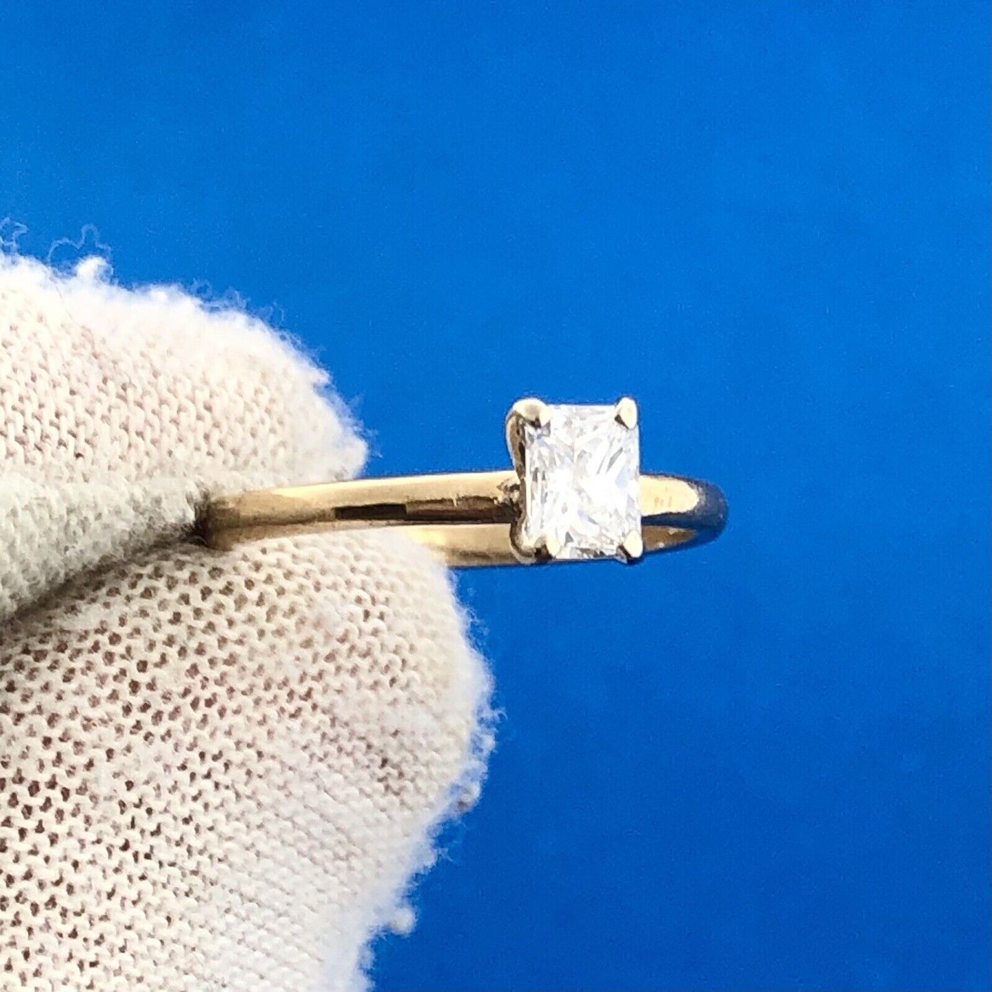 14K Yellow Gold Radiant Cut Diamond Solitaire Engagement Promise Ring