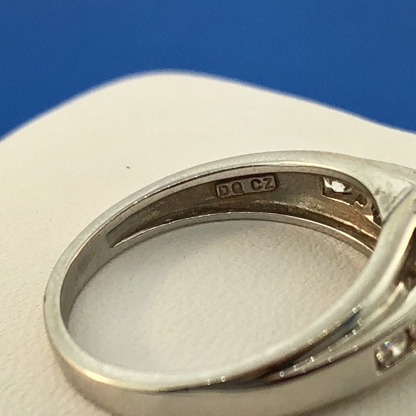 14K White Gold Diamonique Cubic Zirconia Oval Solitaire Accents Engagement Ring