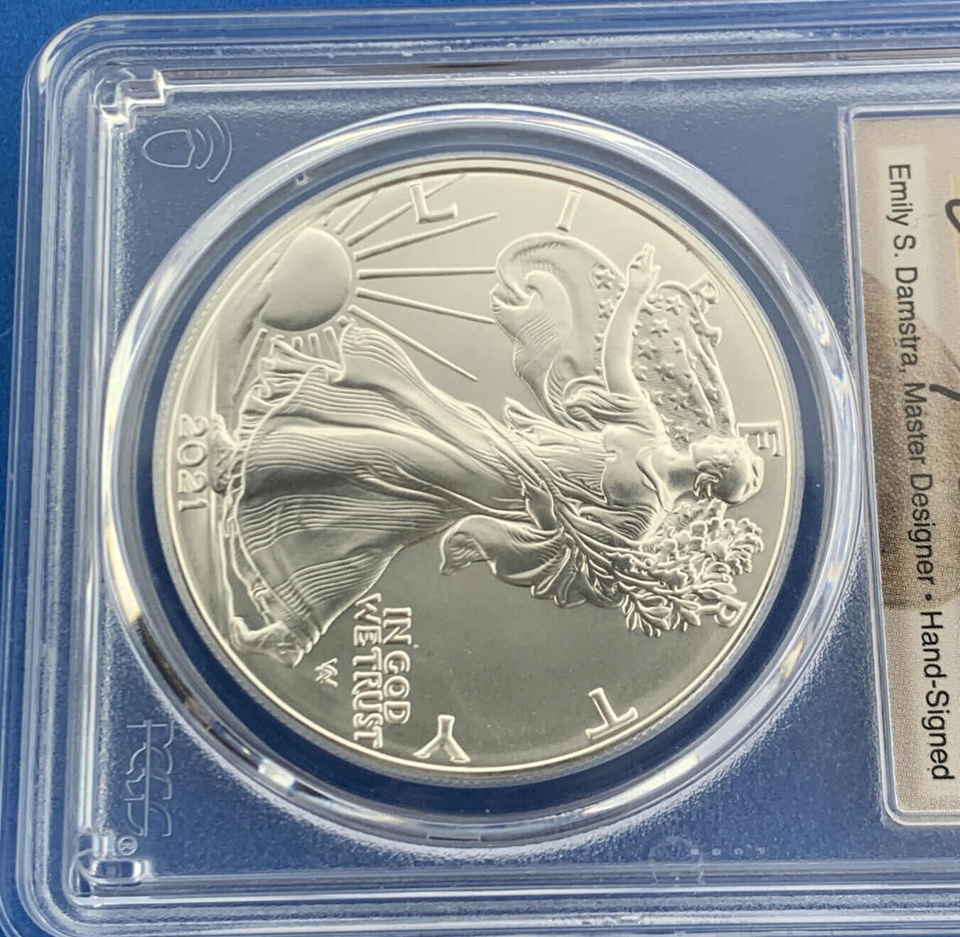 2021 Silver Eagle 999 Fine Silver PCGS MS 70 Type 2 First Strike Emily Damastra