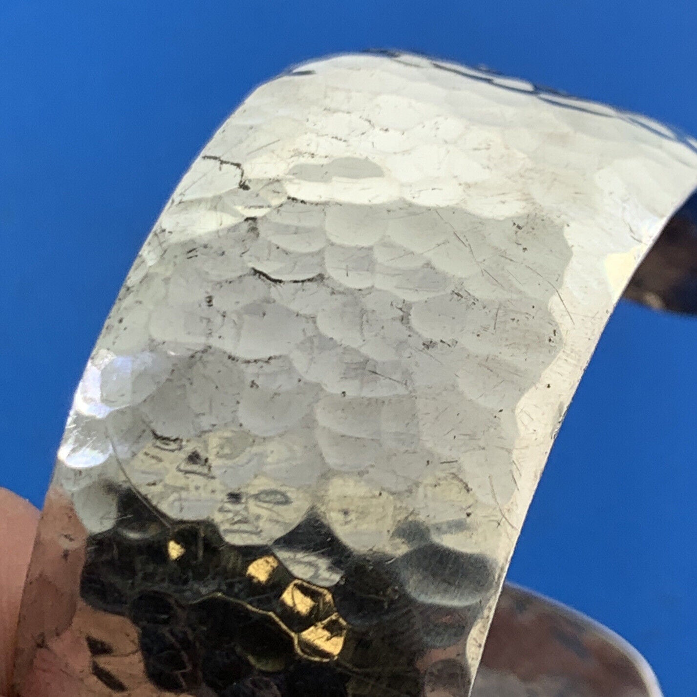 Gusterman Silversmiths Santa Fe 925 Sterling Silver Hammered Cuff Bracelet