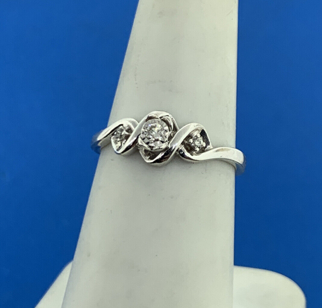 Designer 925 Sterling Silver Diamond Trio Promise Engagement Ring