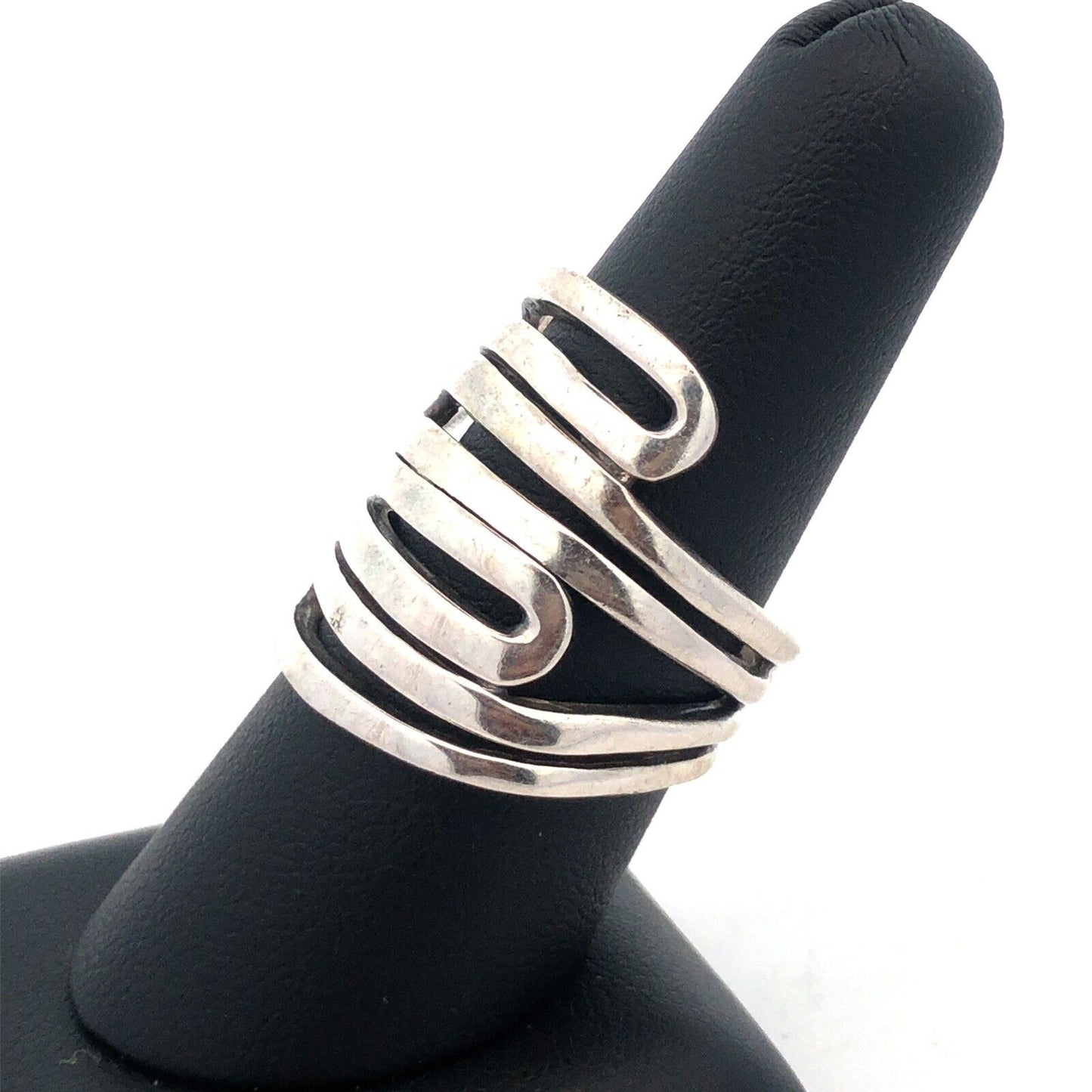 Designer India Modernist 925 Sterling Silver Wide Swirl Ring